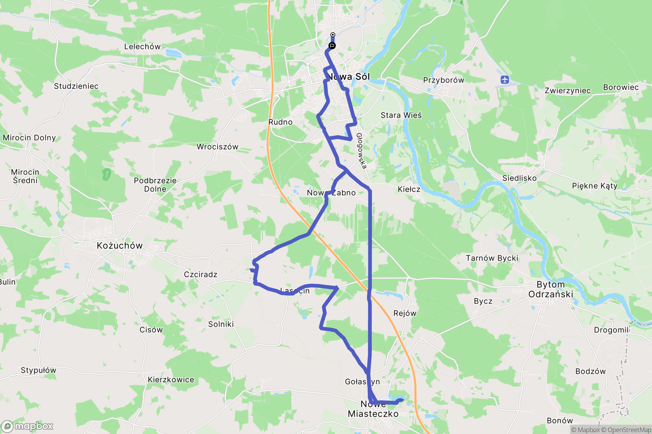 Nowa Sól: mapa trasy - Poland