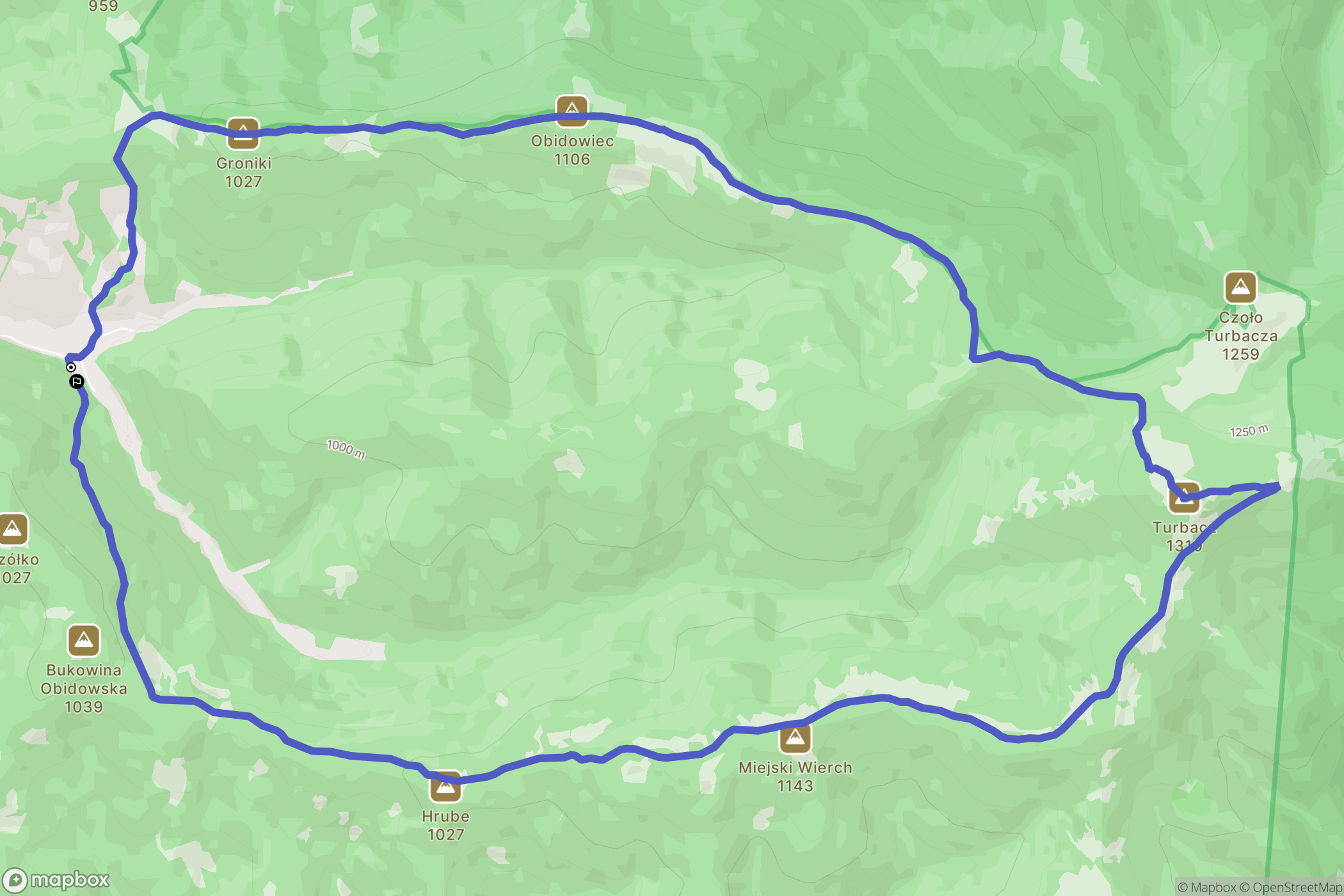 Obidowa: mapa trasy - Poland