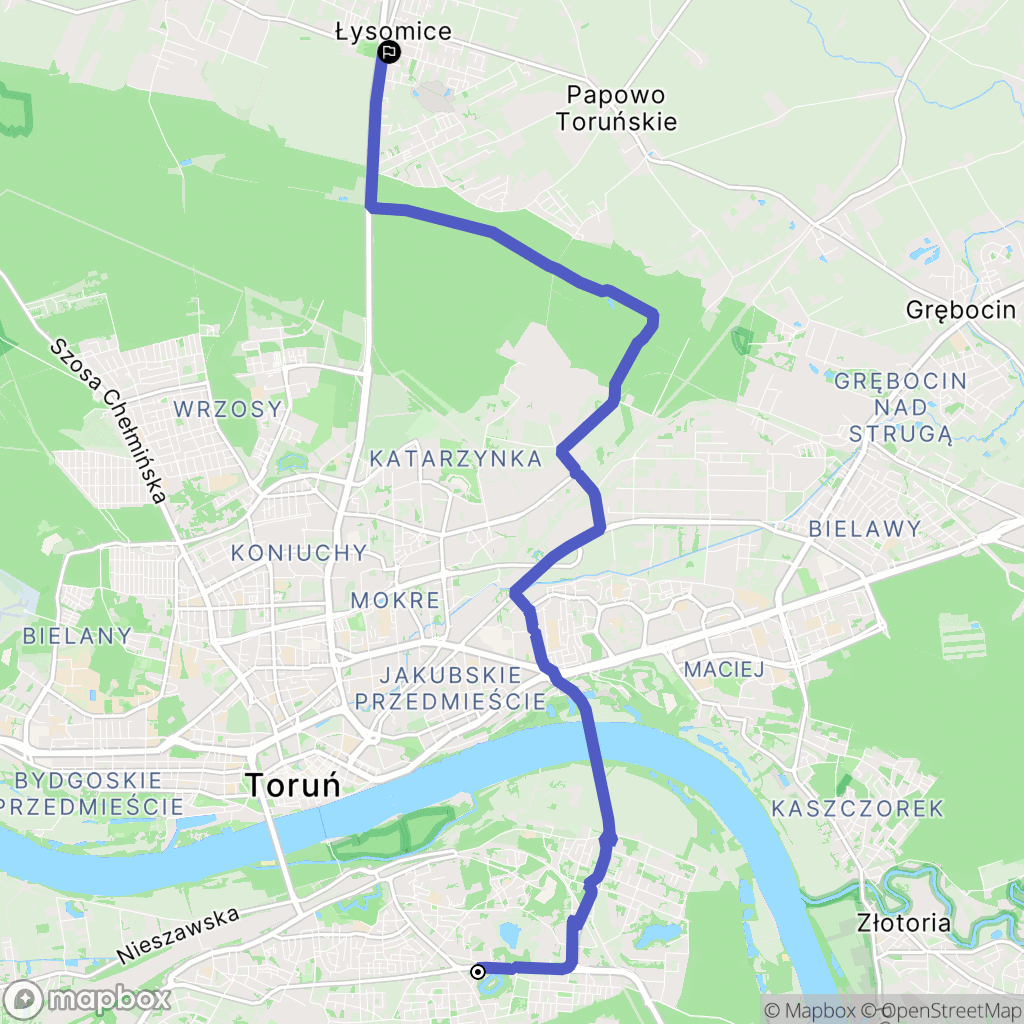 Toruń: mapa trasy - Poland