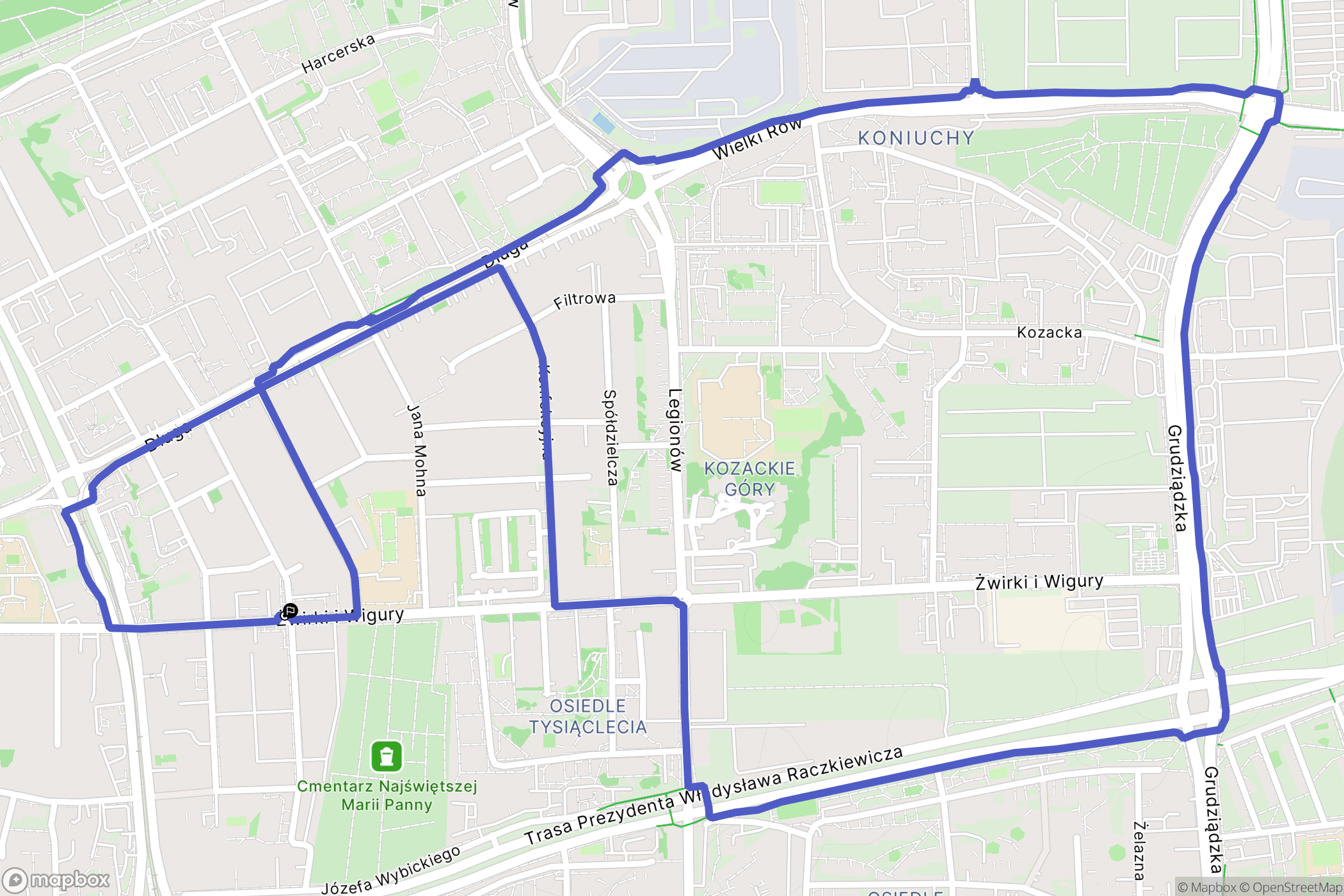 Toruń: mapa trasy - Poland