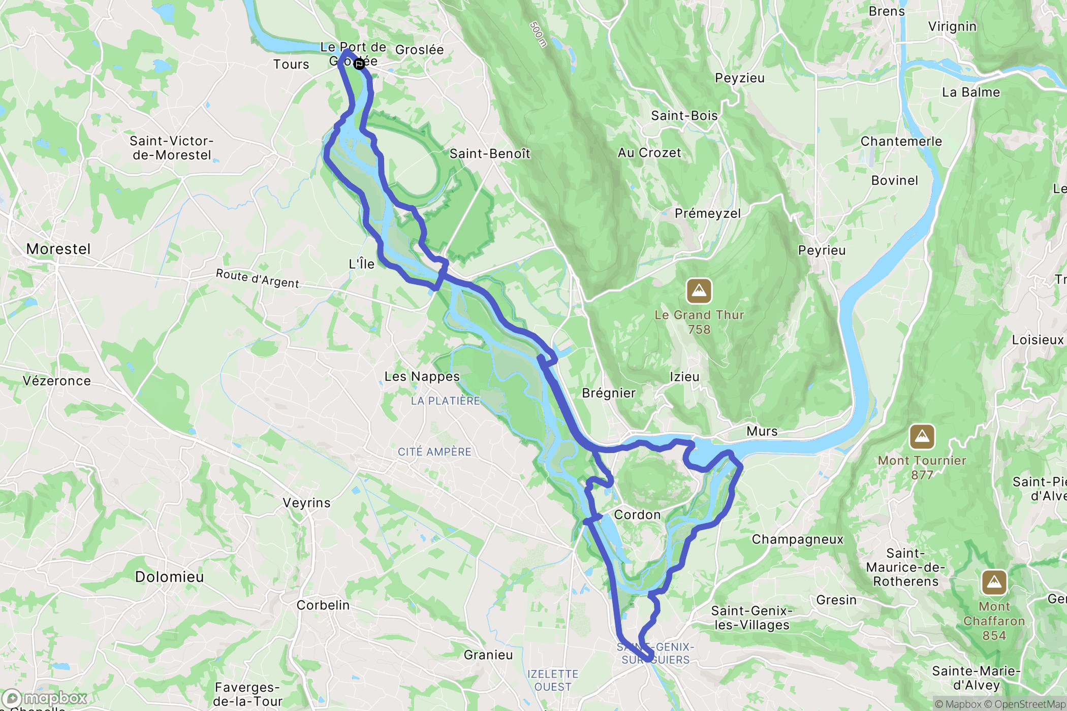 Groslée-Saint-Benoit : carte du parcours de randonnée - France