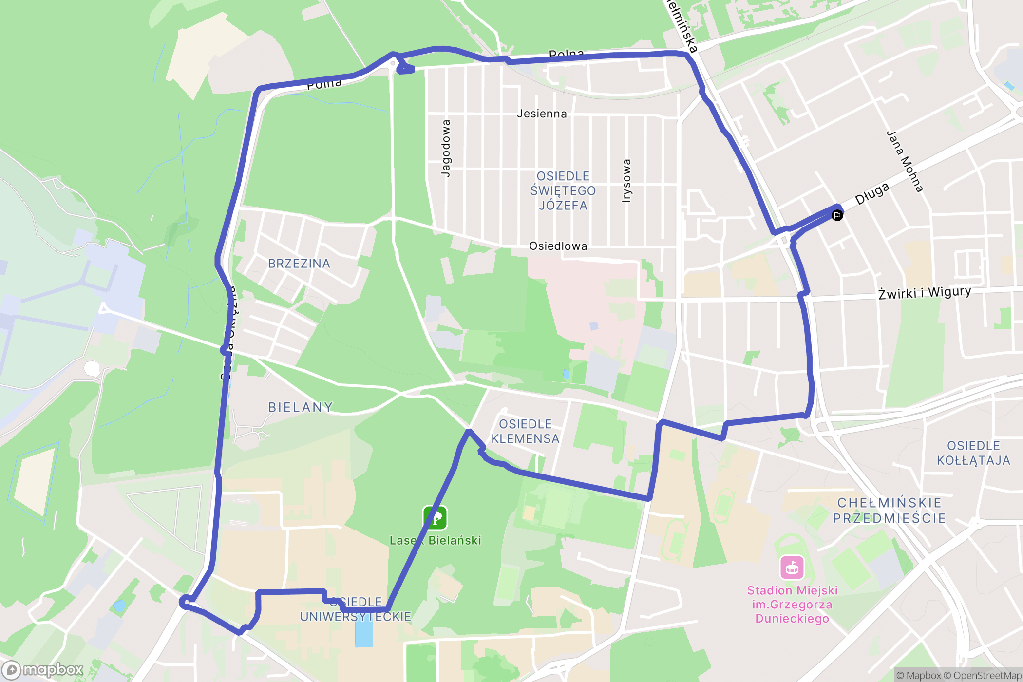 Toruń: mapa trasy - Poland