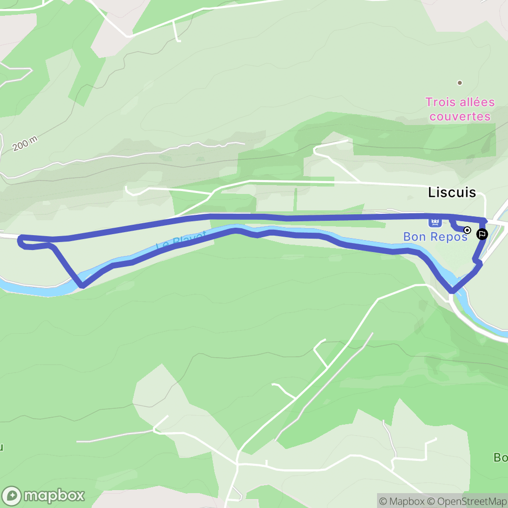Bon Repos sur Blavet : carte du parcours de randonnée - France