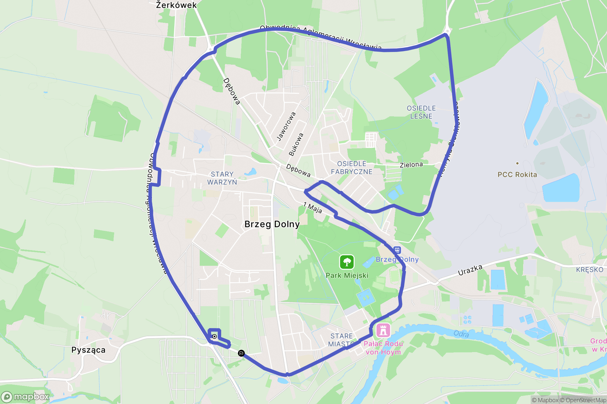 Brzeg Dolny: mapa trasy - Poland