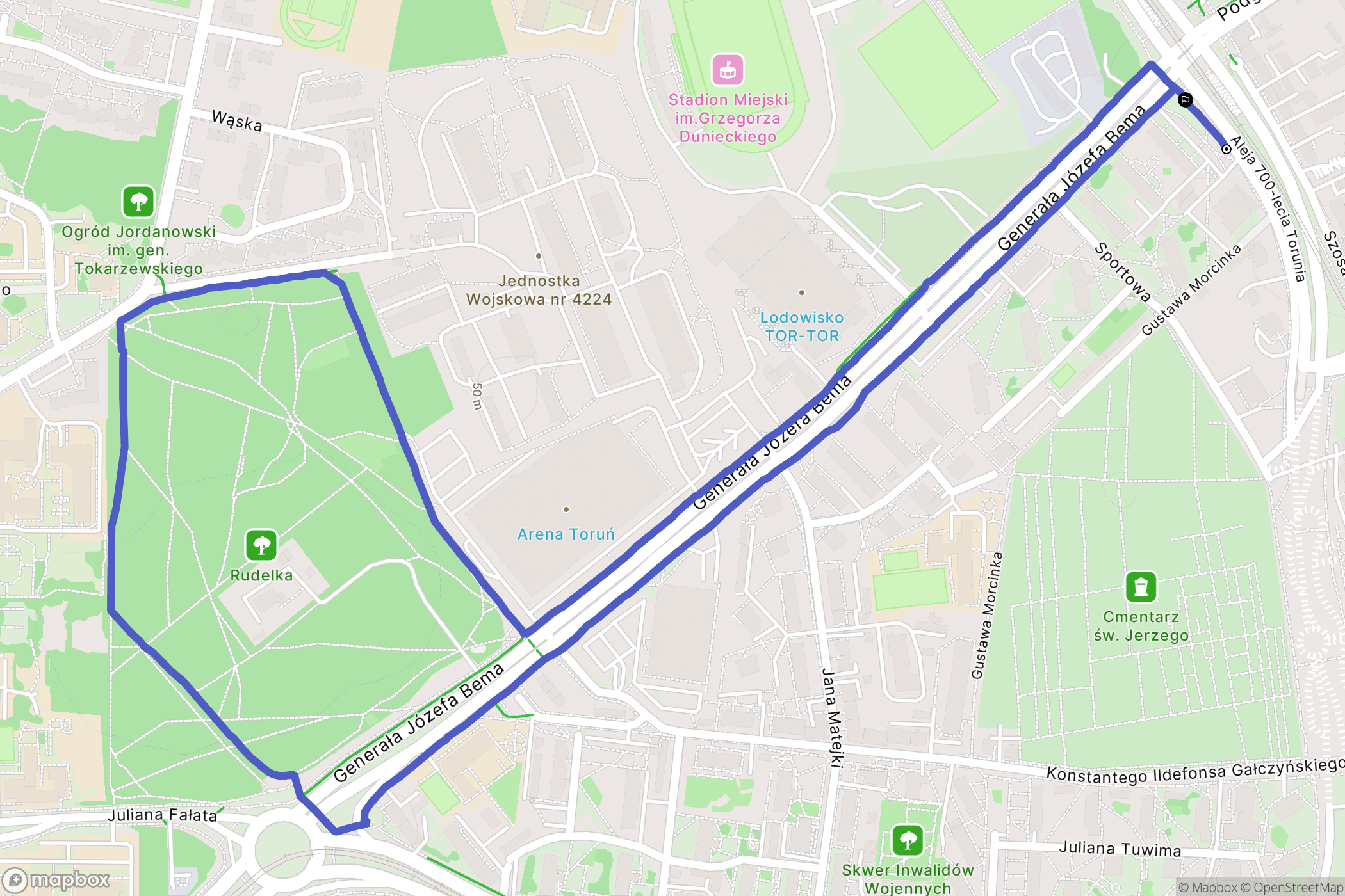 Toruń: mapa trasy - Poland