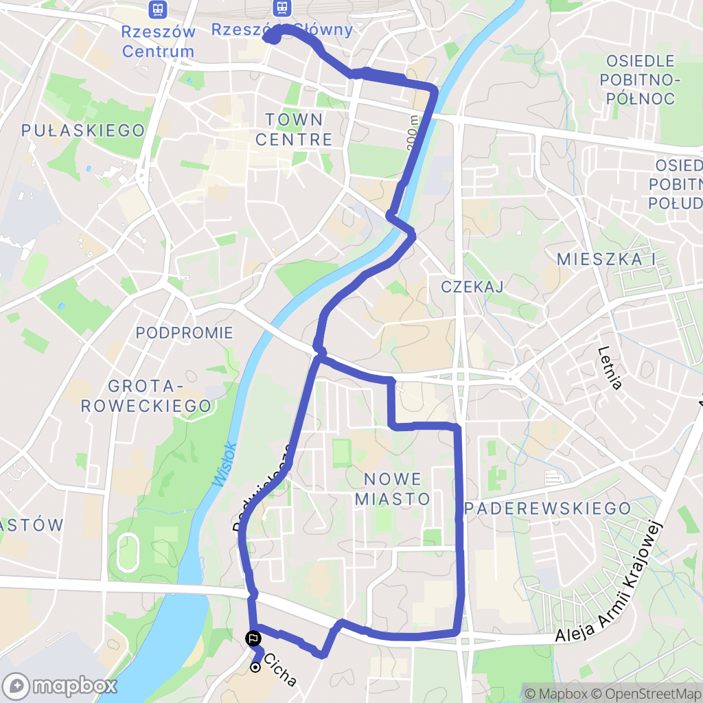 Rzeszów: mapa trasy - Poland