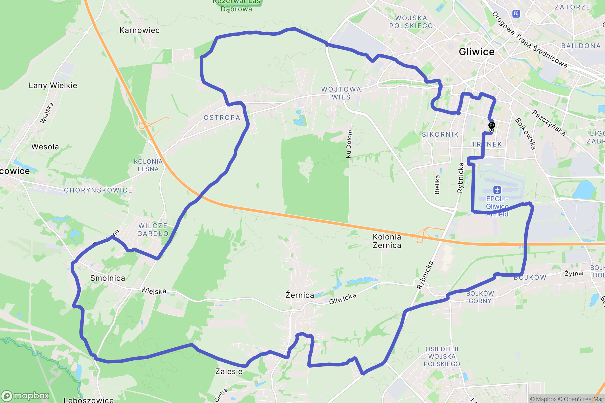 Gliwice: mapa trasy - Poland