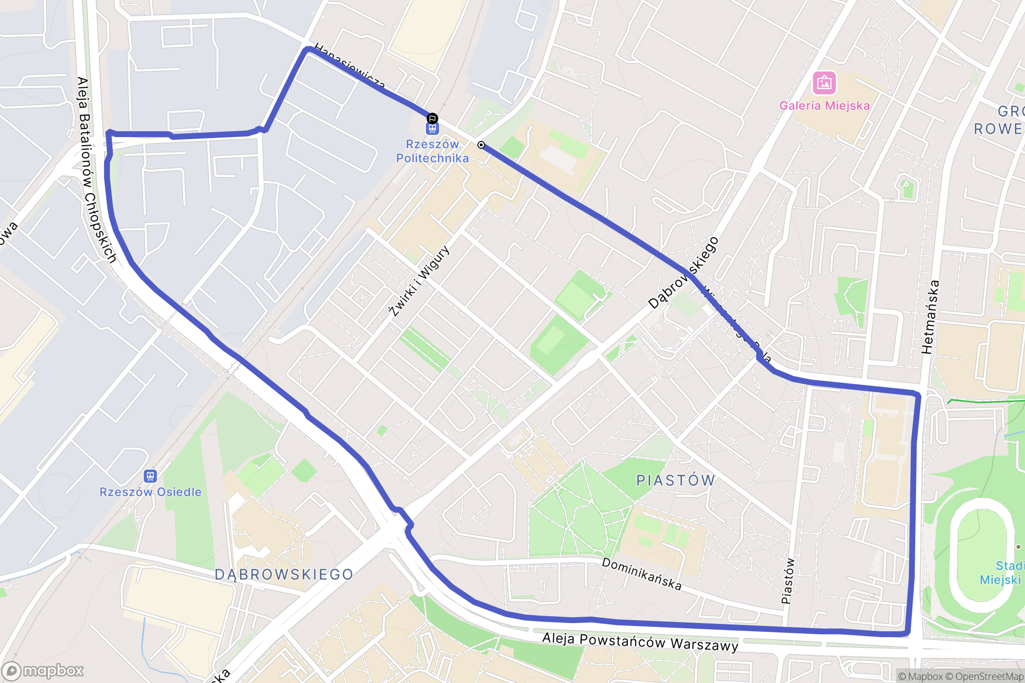 Rzeszów: mapa trasy - Poland