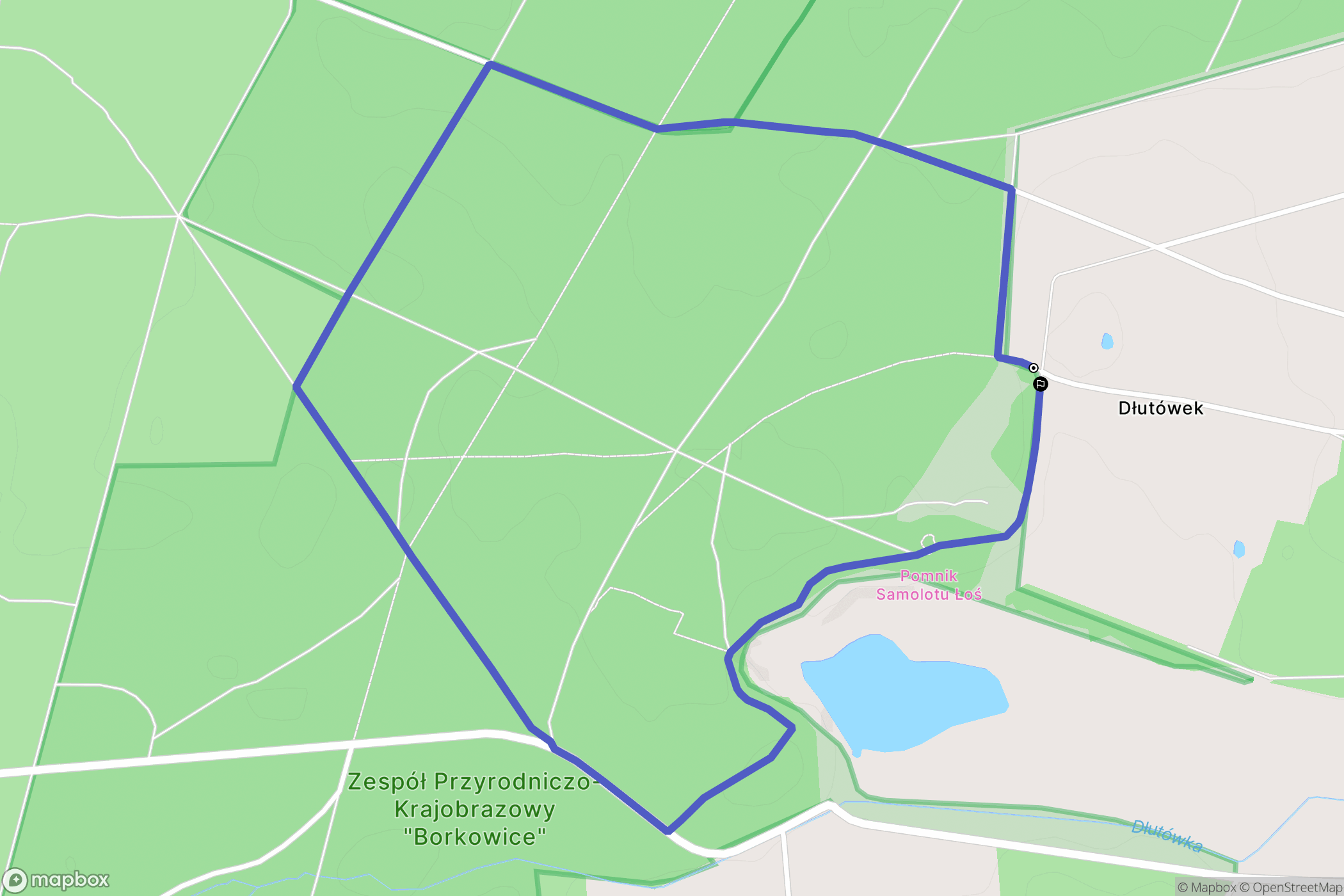 Dłutówek: mapa trasy - Poland