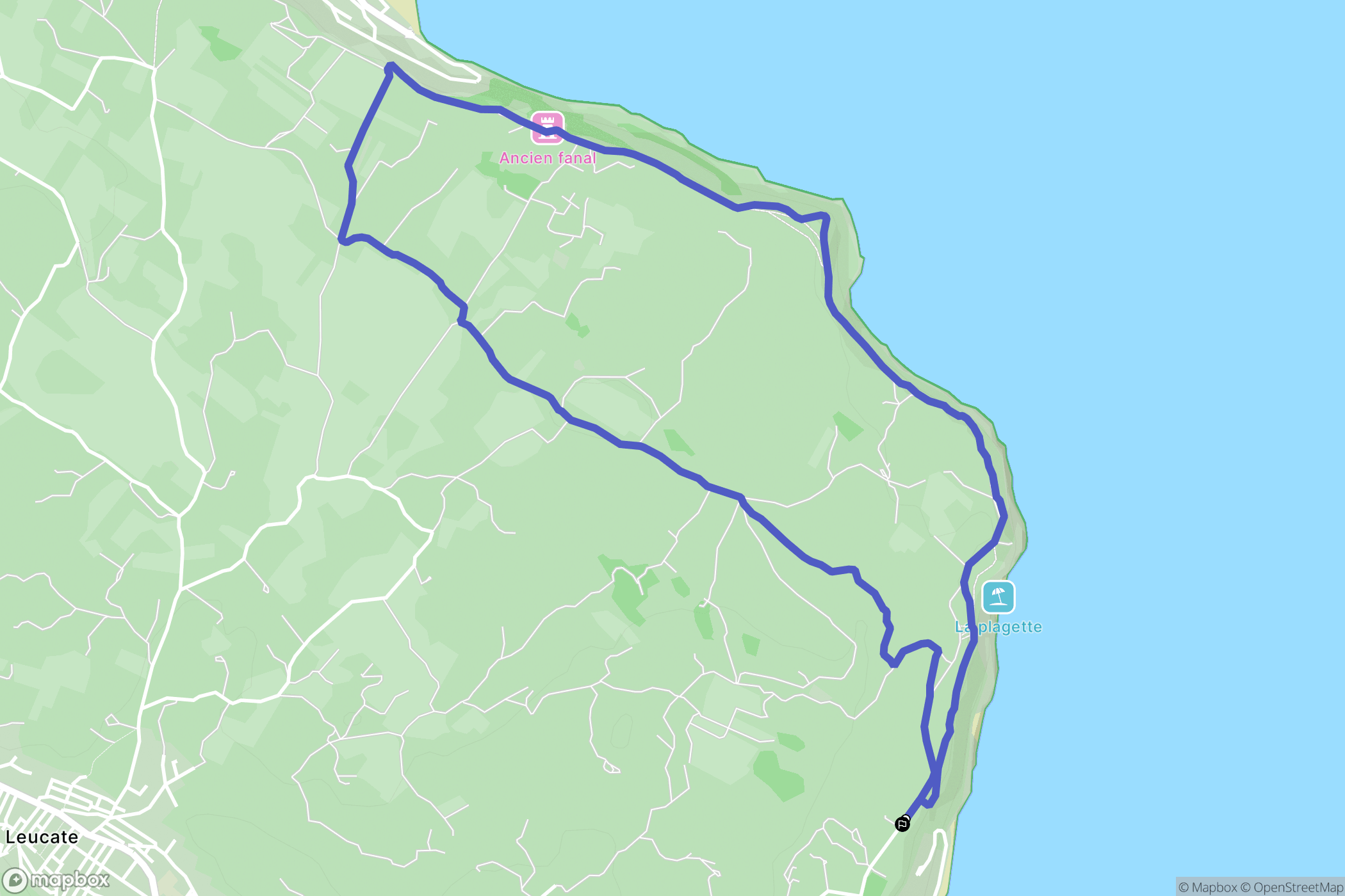 Leucate : carte du parcours de randonnée - France