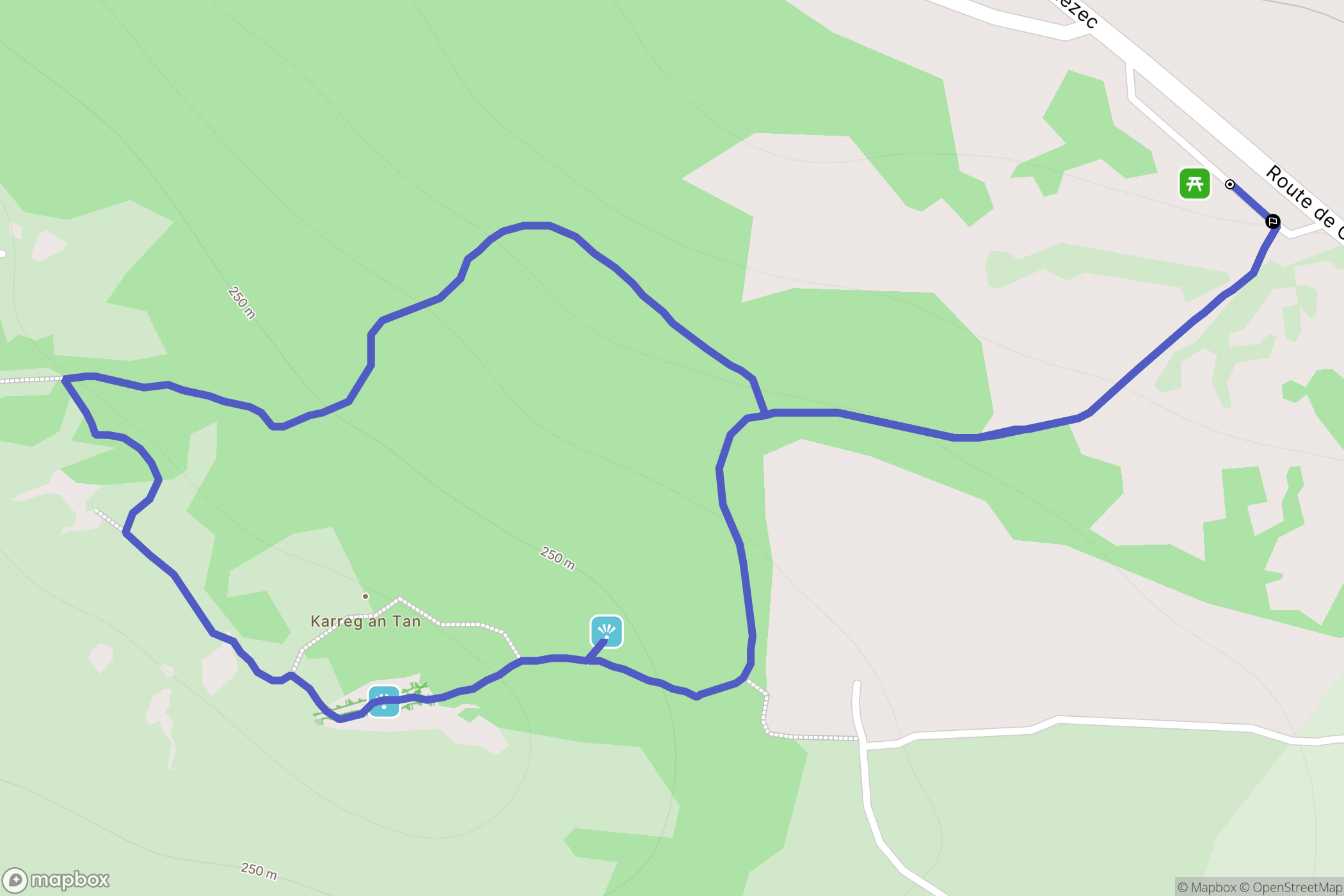 Gouézec : carte du parcours de randonnée - France