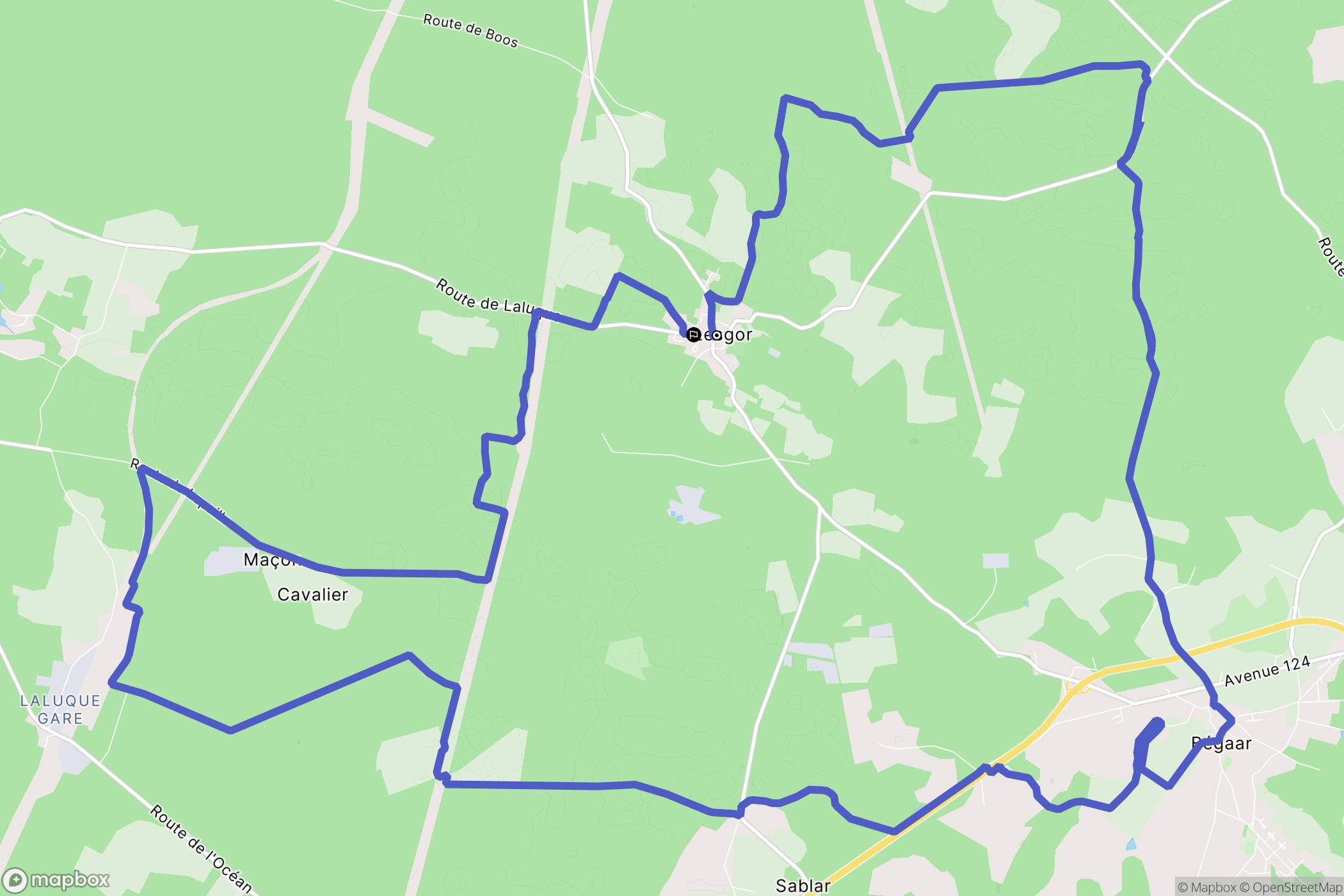 Lesgor : carte du parcours de randonnée - France