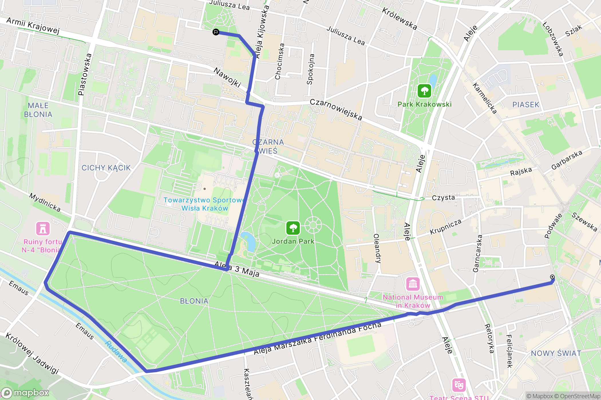 Kraków: mapa trasy - Poland