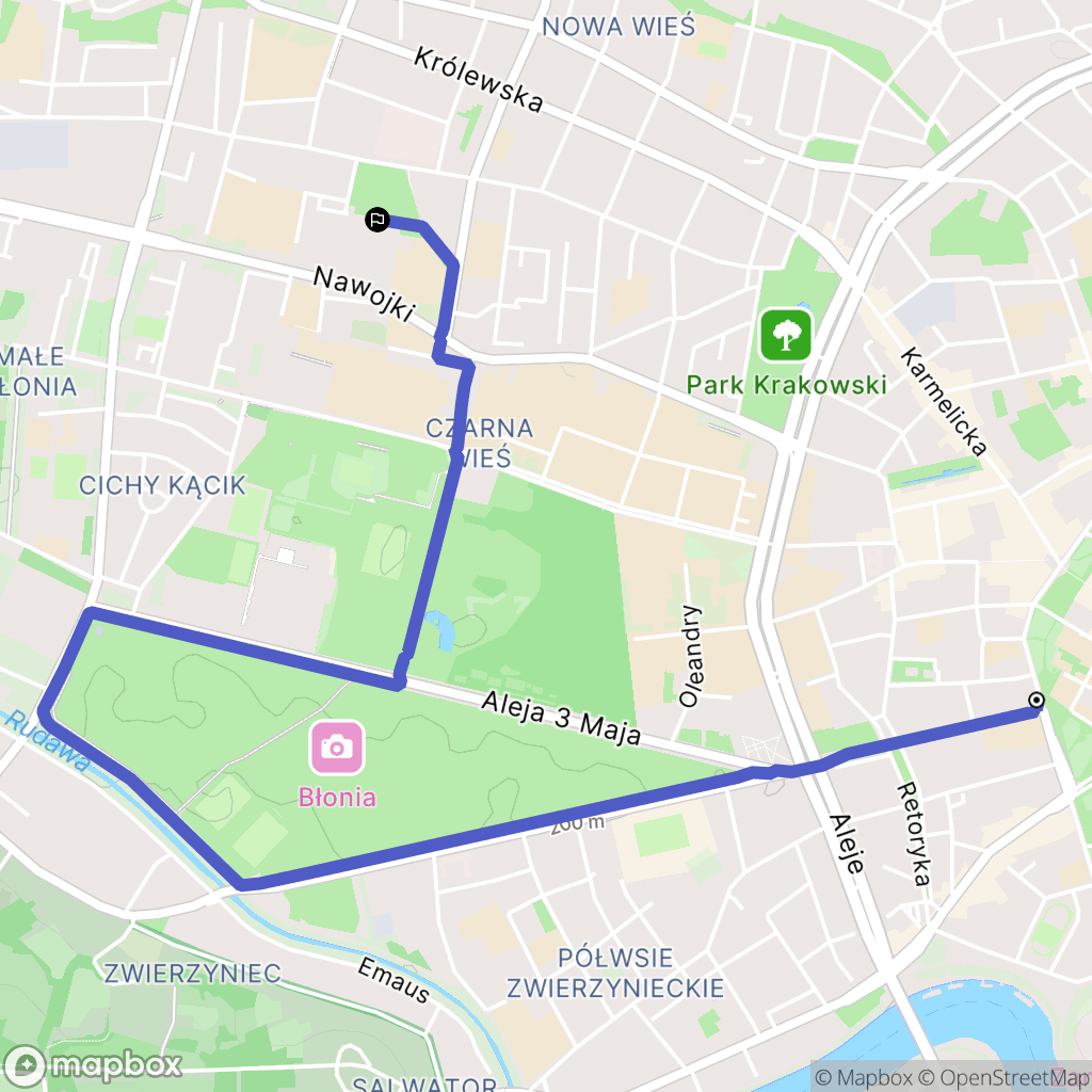 Kraków: mapa trasy - Poland