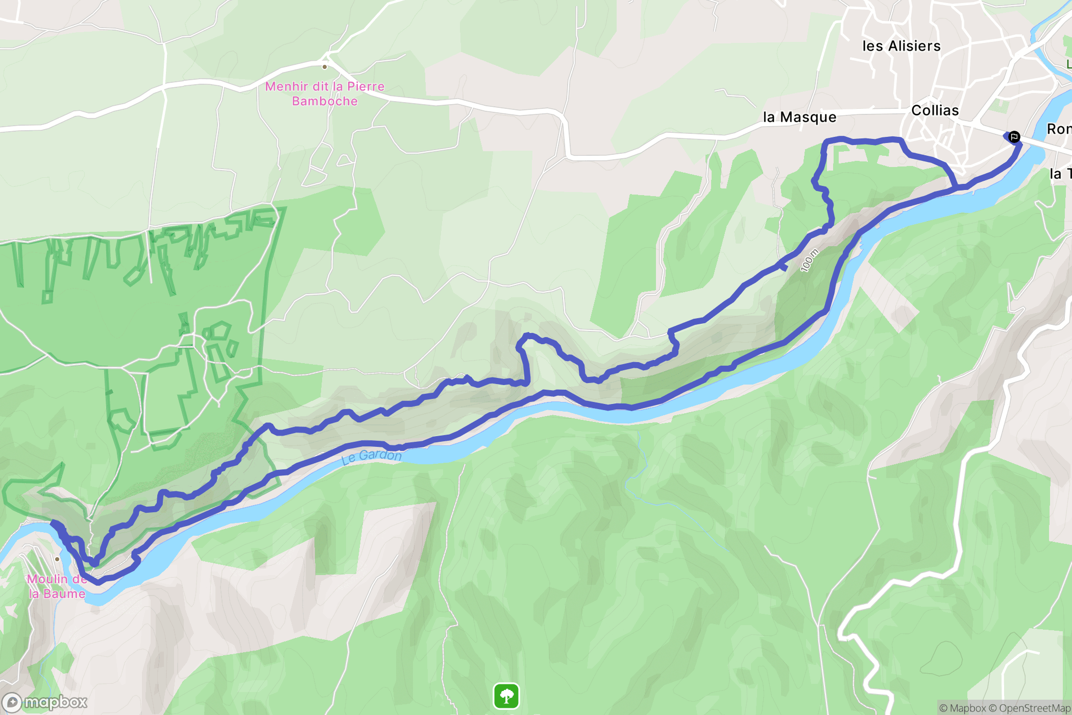 Collias : carte du parcours de randonnée - France
