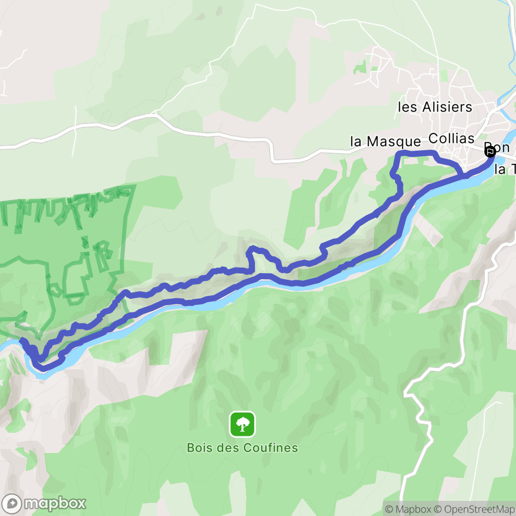 Collias : carte du parcours de randonnée - France
