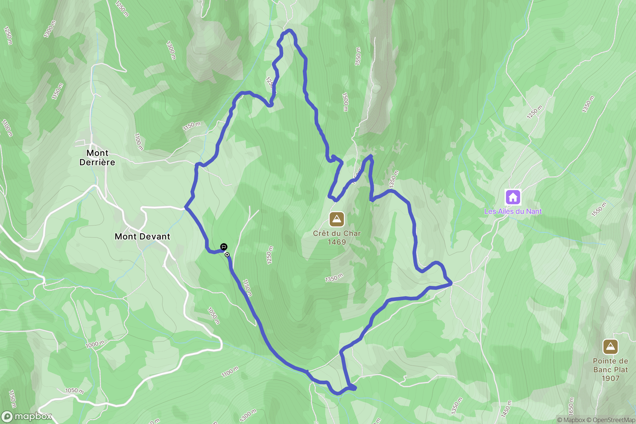 Bellecombe-en-Bauges : carte du parcours de randonnée - France
