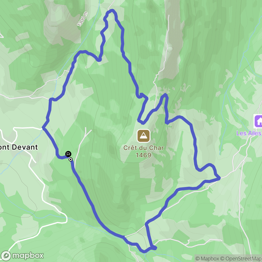 Bellecombe-en-Bauges : carte du parcours de randonnée - France