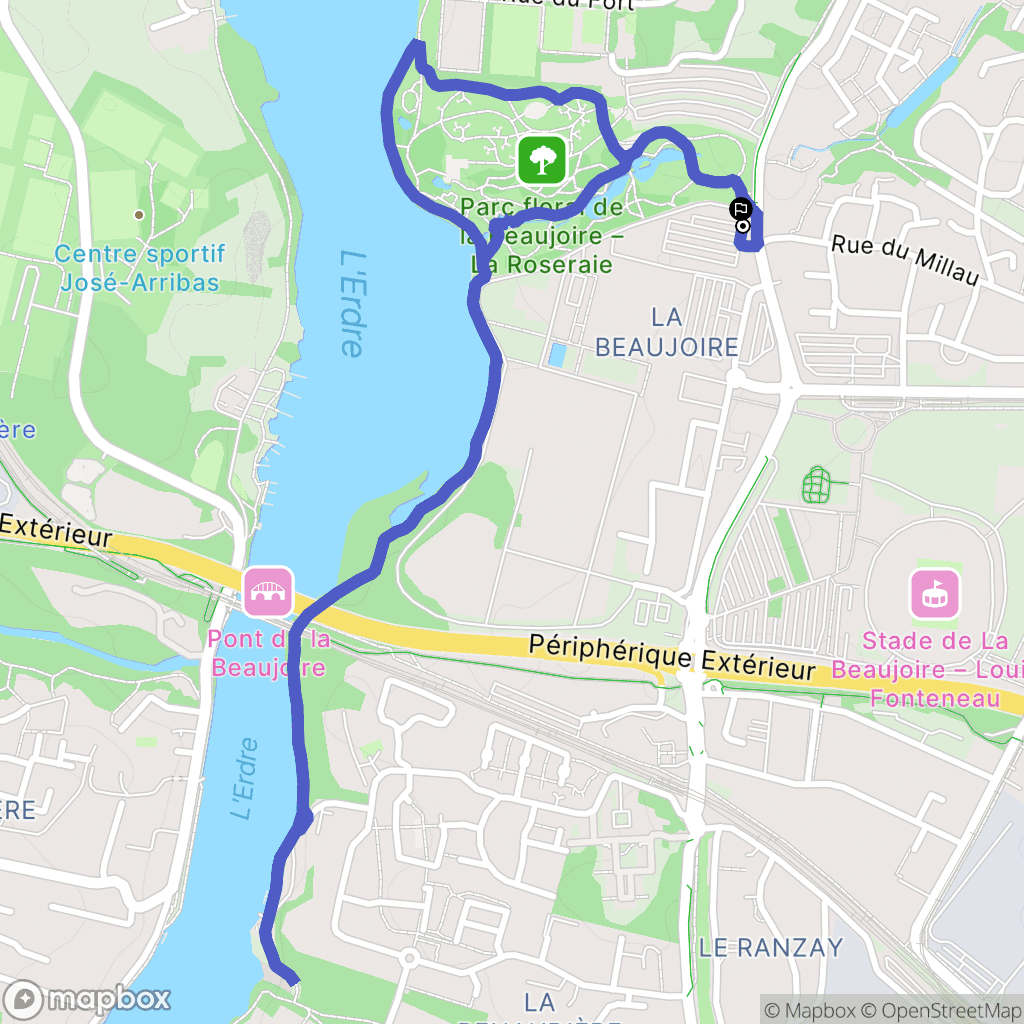 Nantes : carte du parcours de randonnée - France