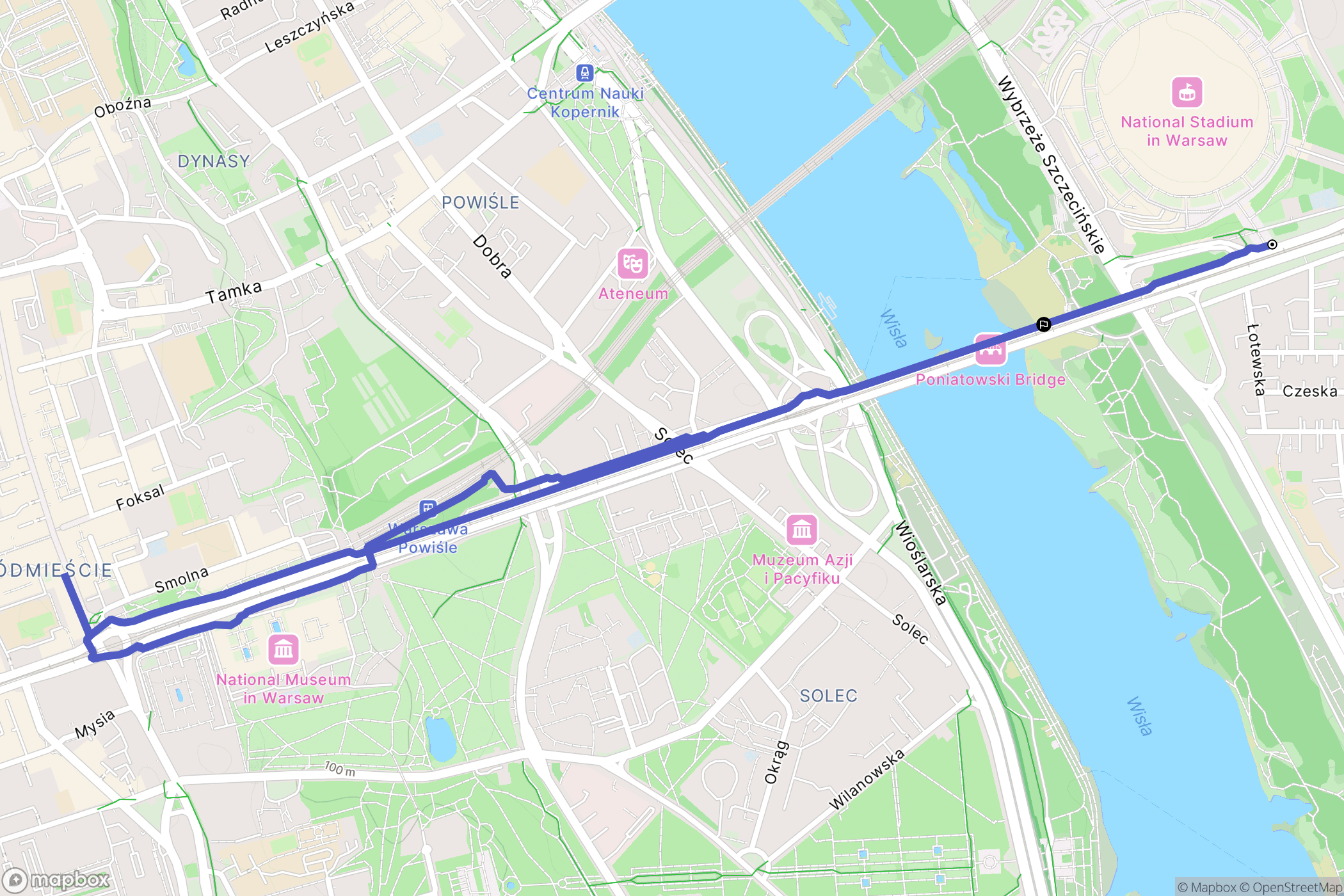 Warszawa: mapa trasy - Poland