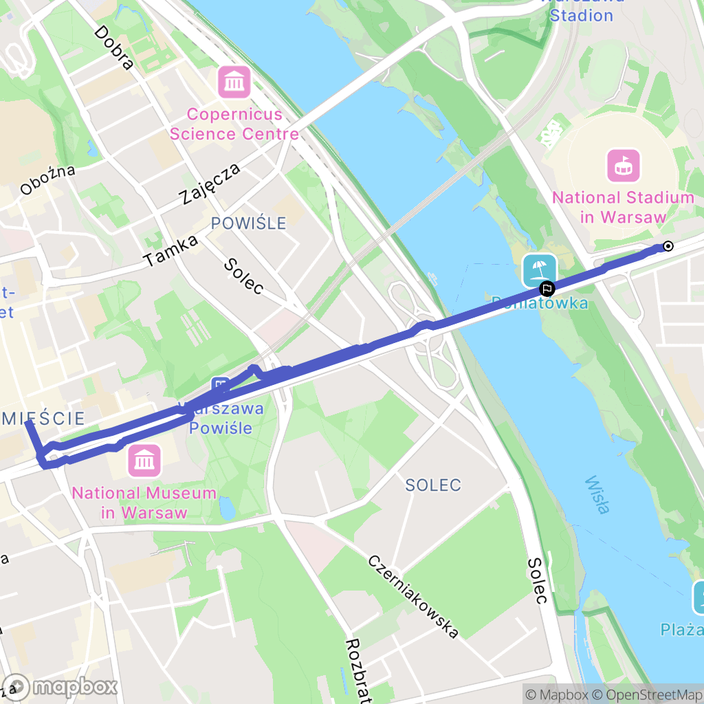 Warszawa: mapa trasy - Poland