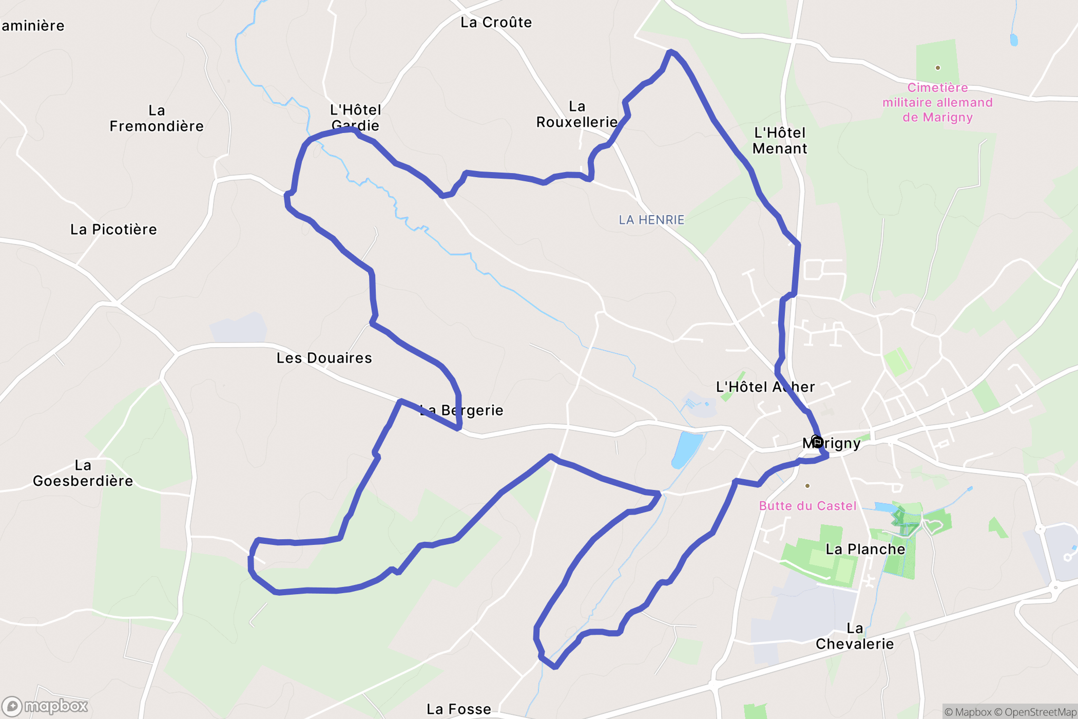 Marigny-le-Lozon : carte du parcours de randonnée - France