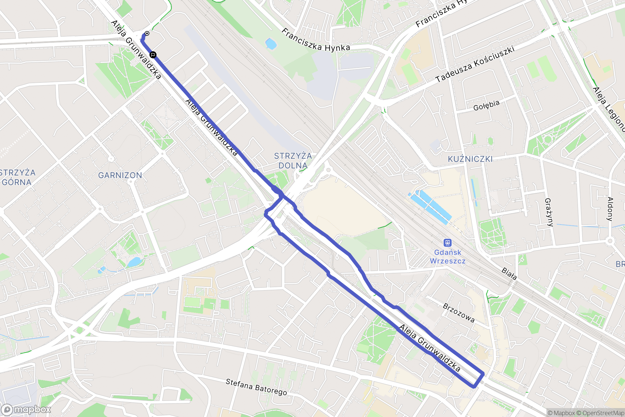 Gdańsk: mapa trasy - Poland
