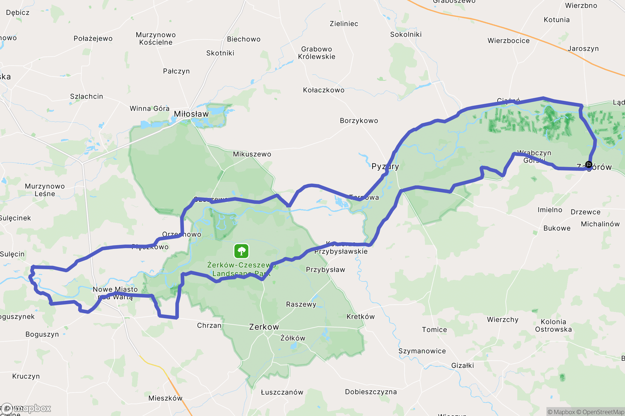 Zagórów: mapa trasy - Poland