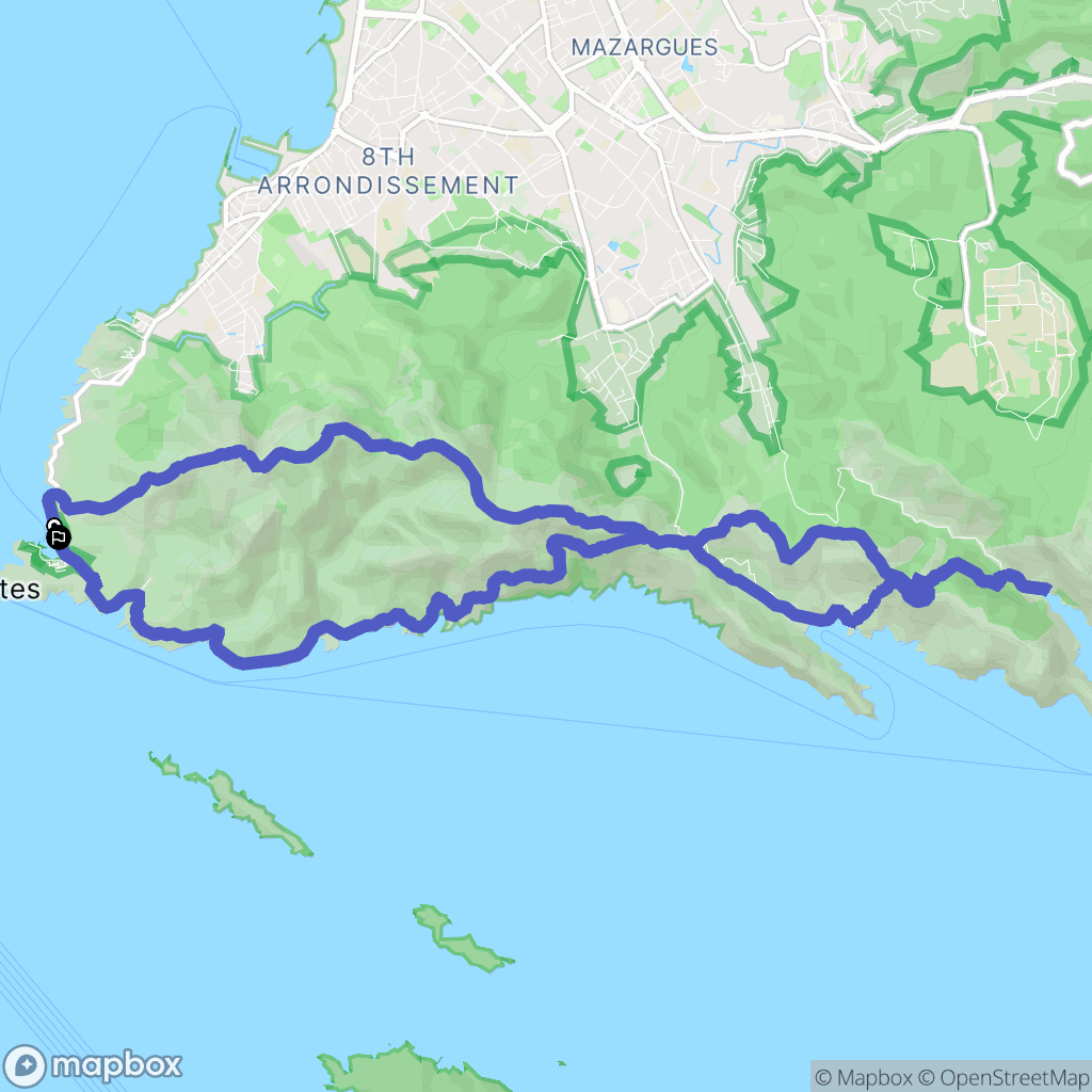 Marseille : carte du parcours de randonnée - France