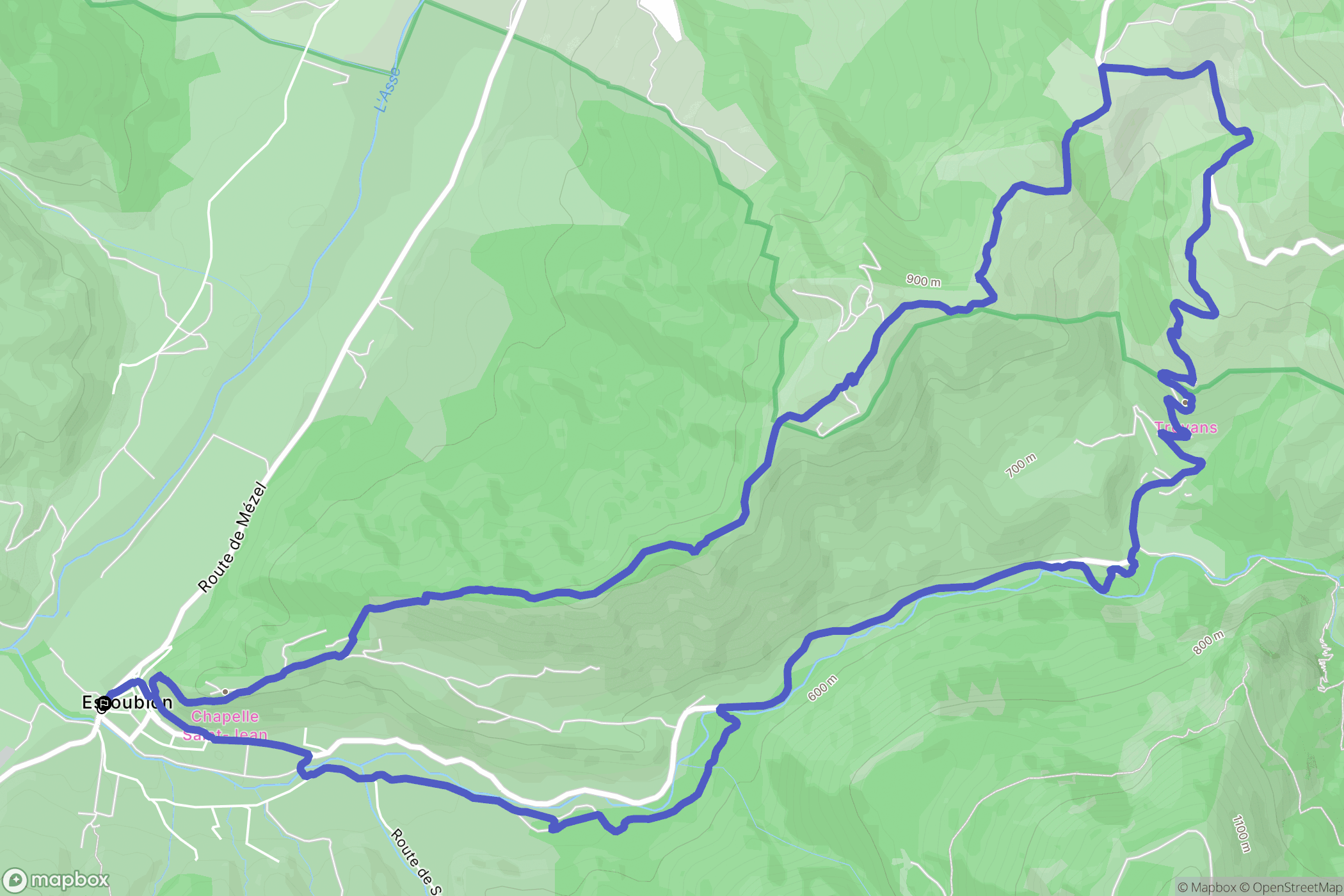 Estoublon : carte du parcours de randonnée - France