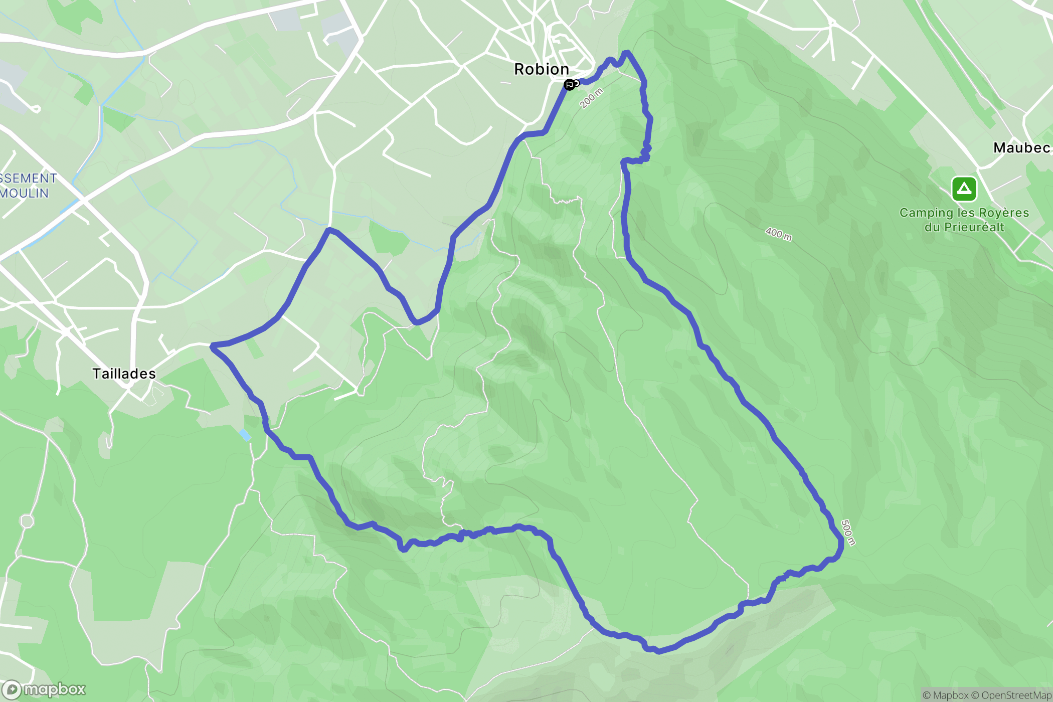 Robion : carte du parcours de randonnée - France