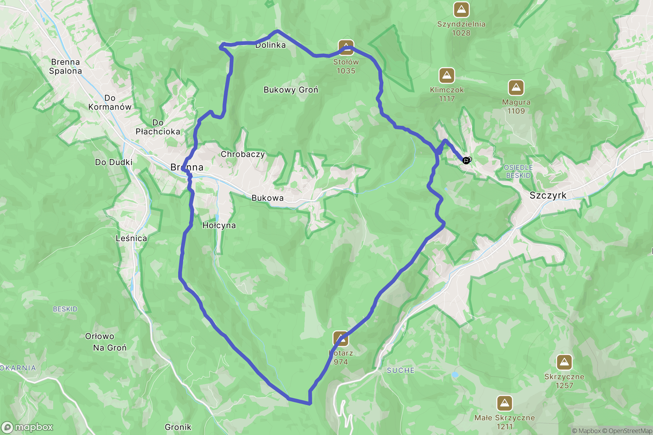 Szczyrk: mapa trasy - Poland