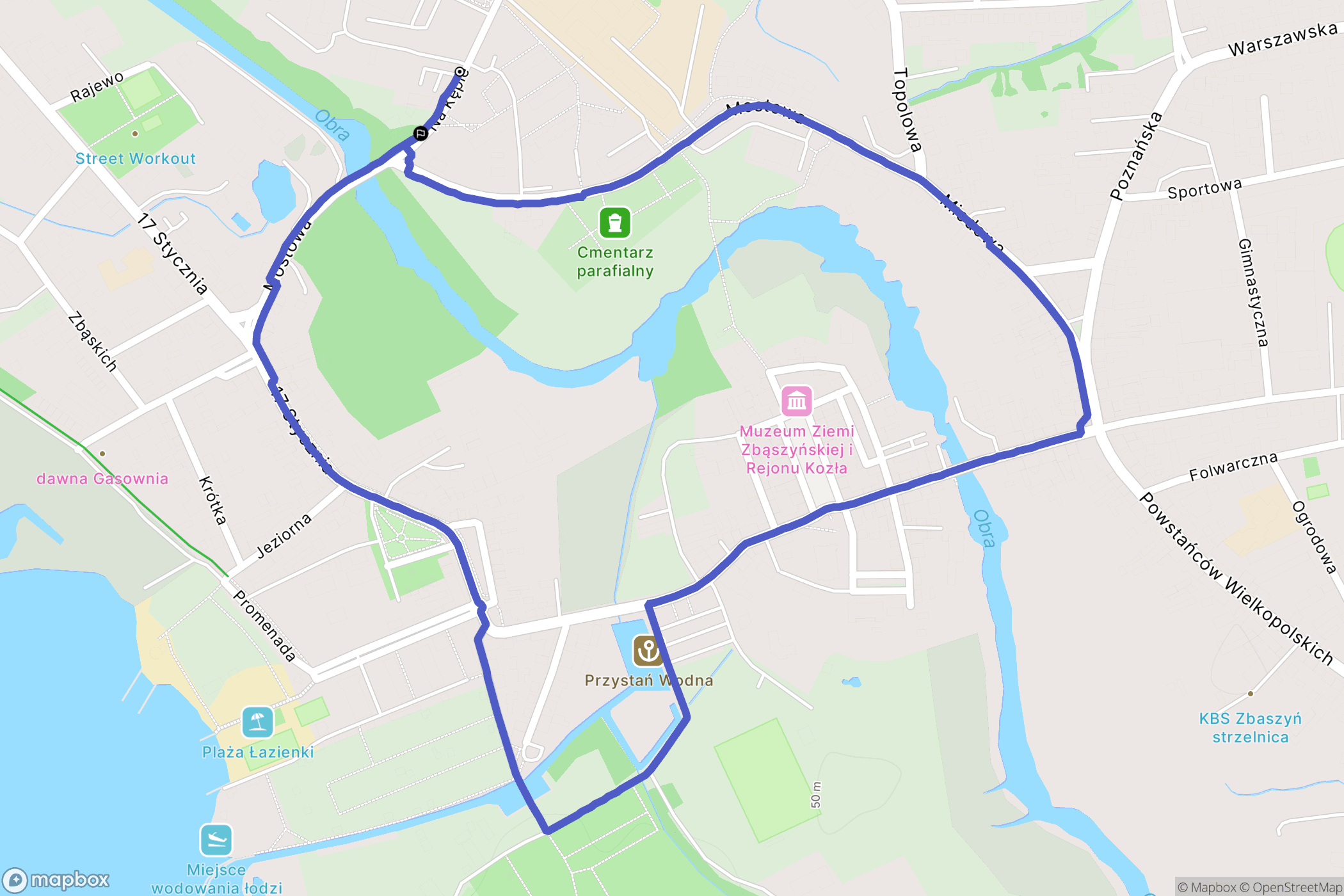 Zbąszyń: mapa trasy - Poland