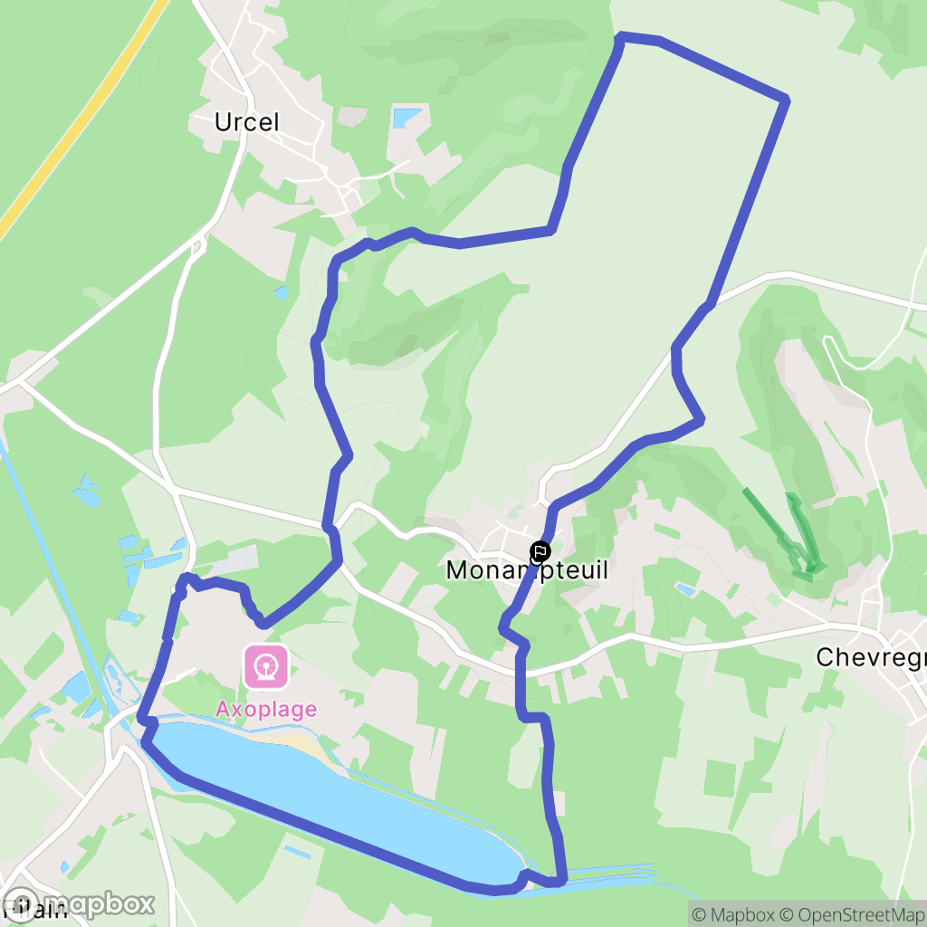 Monampteuil : carte du parcours de randonnée - France