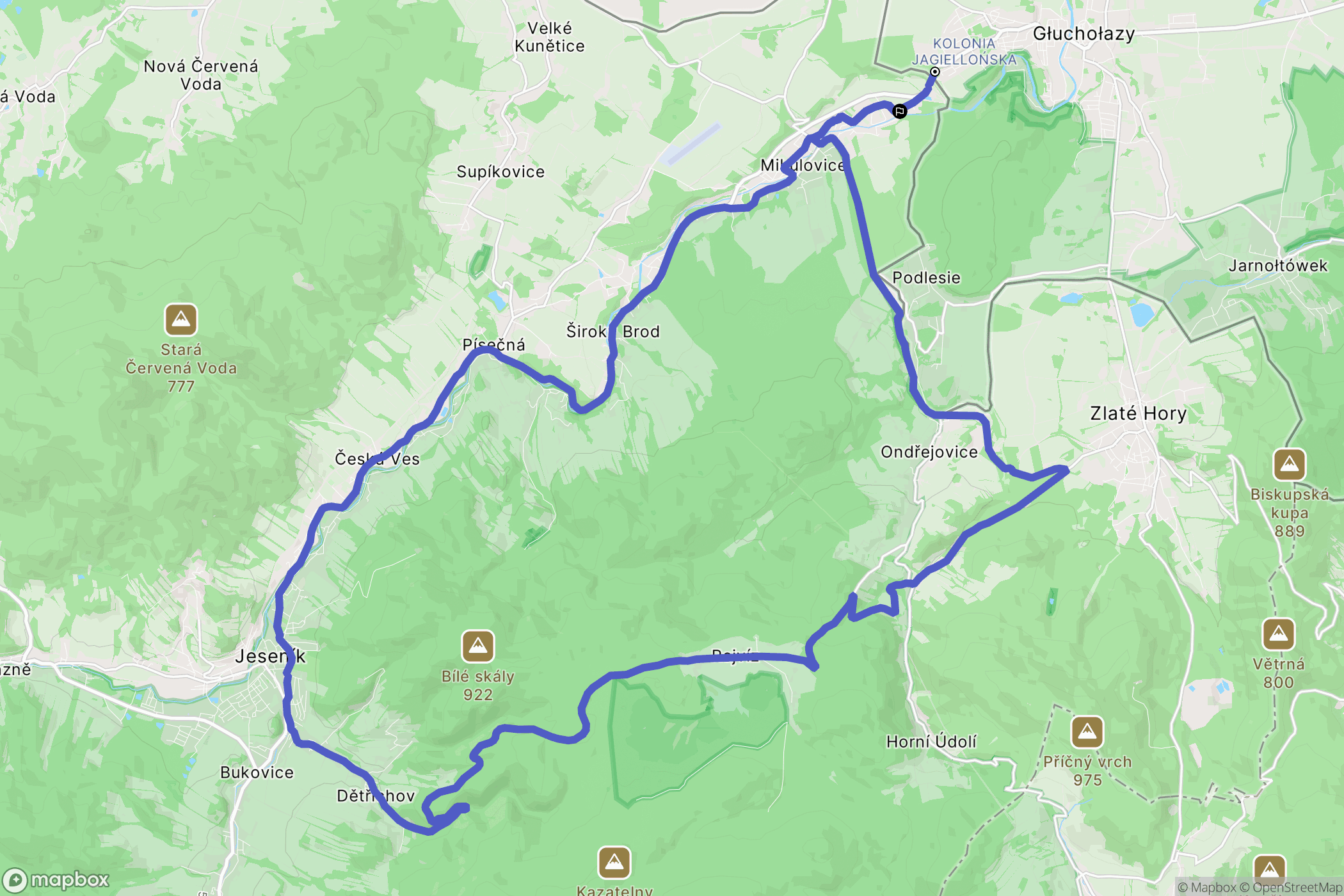 Głuchołazy: mapa trasy - Poland