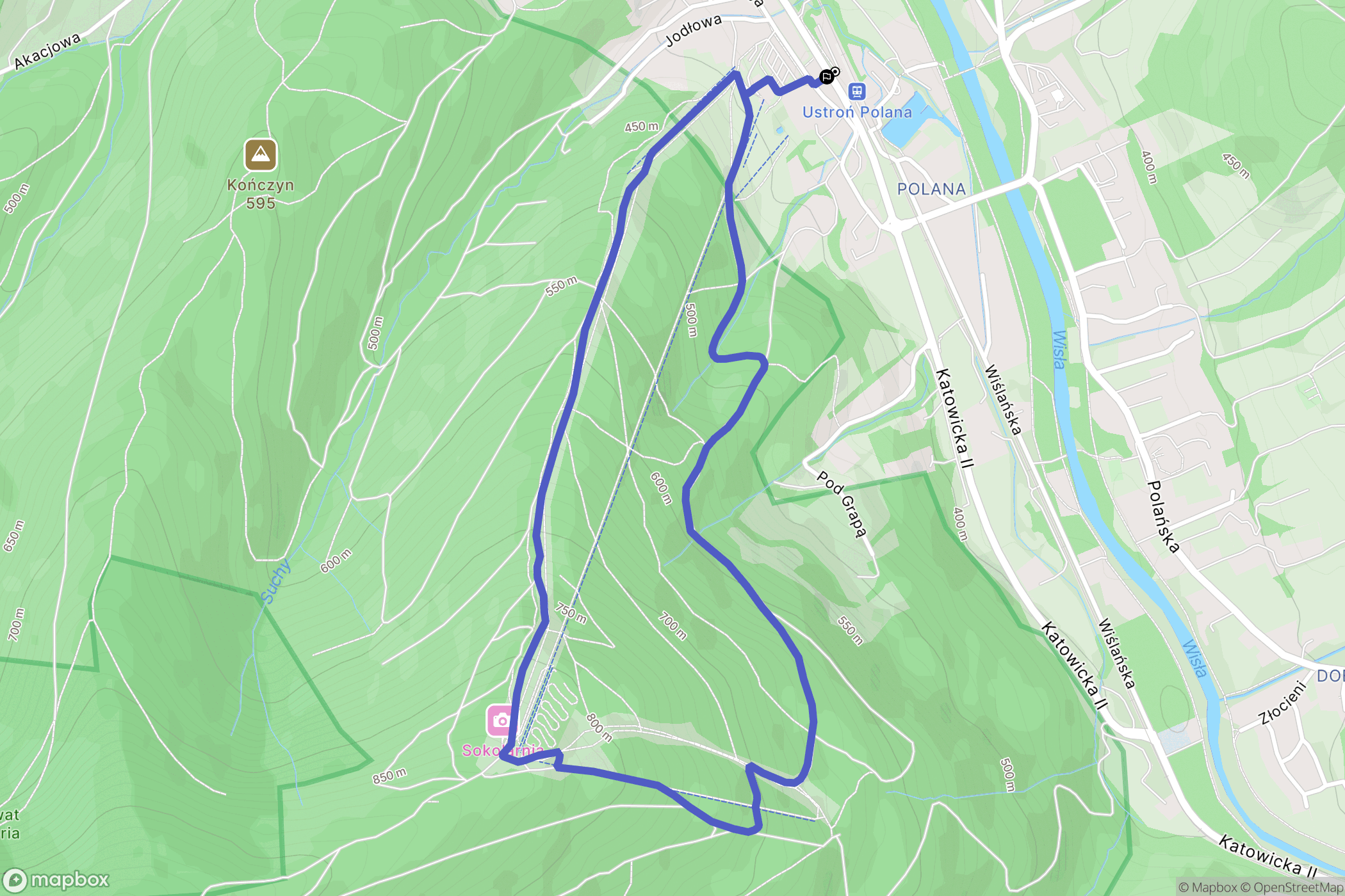 Ustroń: mapa trasy - Poland
