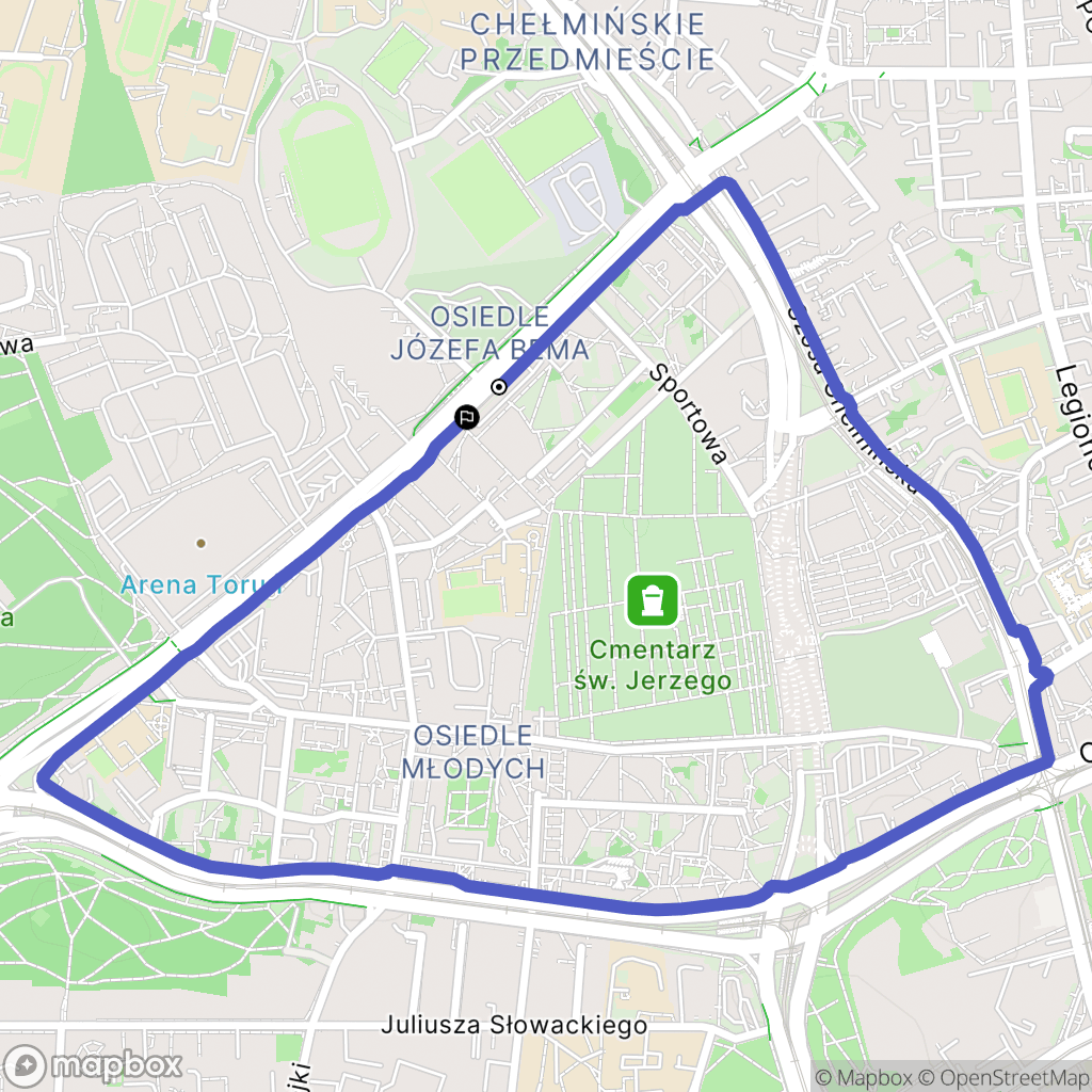 Toruń: mapa trasy - Poland