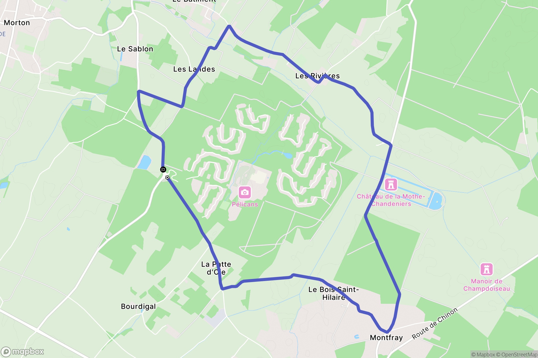 Les Trois-Moutiers : carte du parcours de randonnée - France