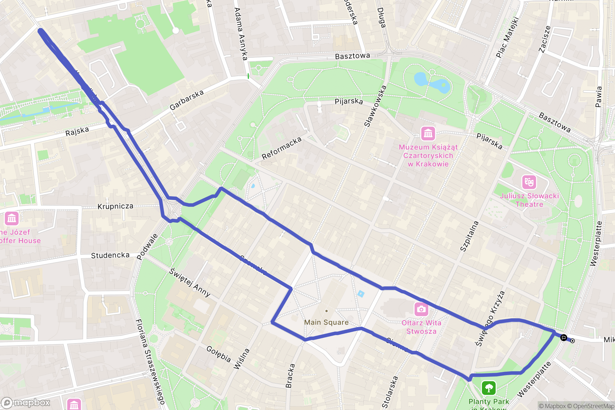 Kraków: mapa trasy - Poland