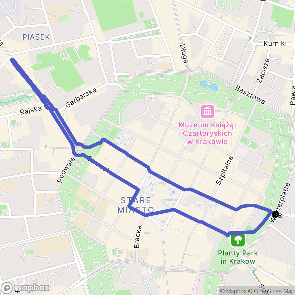 Kraków: mapa trasy - Poland