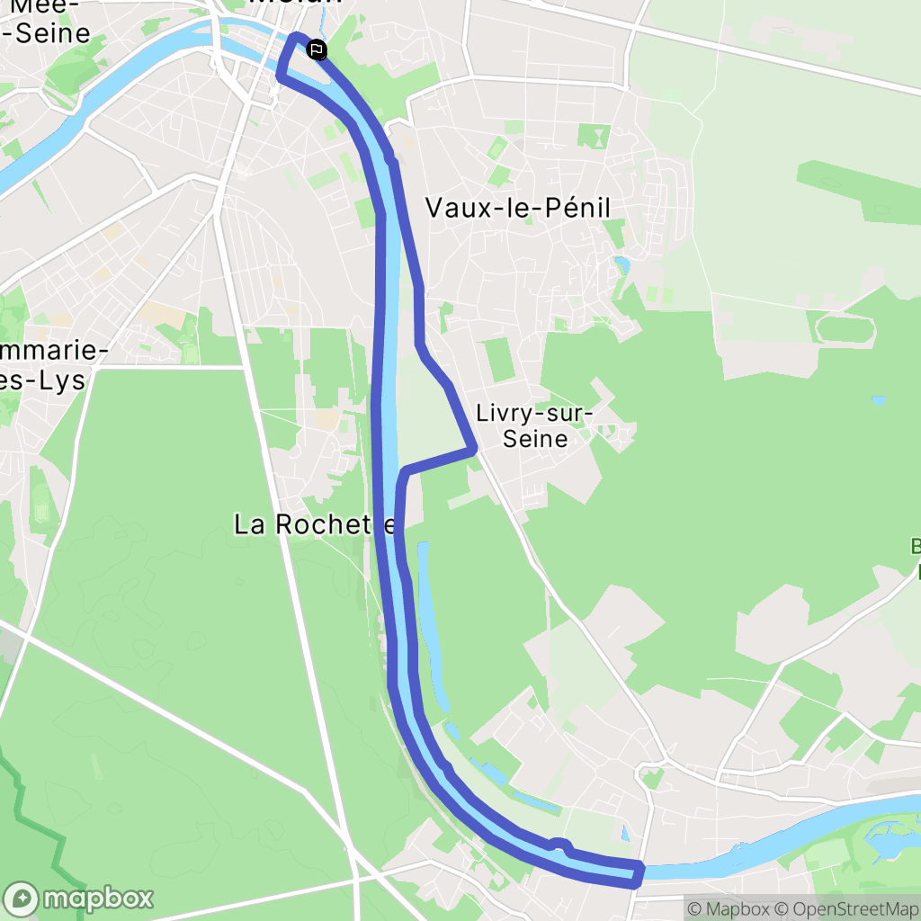Melun : carte du parcours de randonnée - France