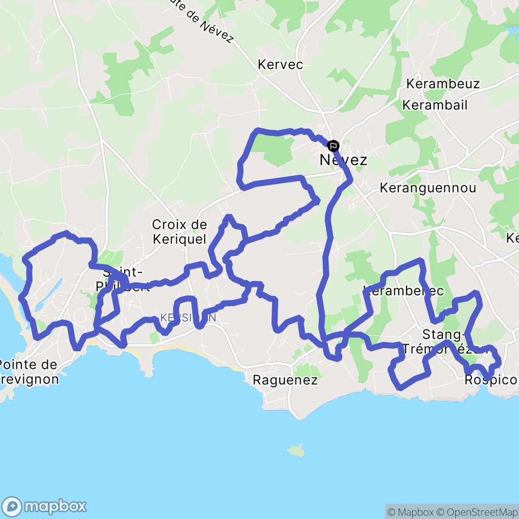 Névez : carte du parcours de randonnée - France