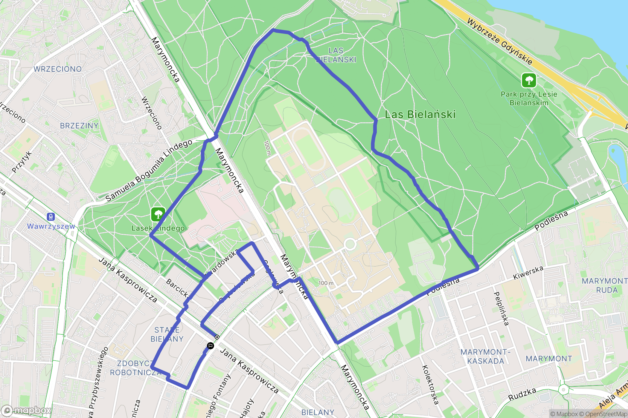 Warszawa: mapa trasy - Poland