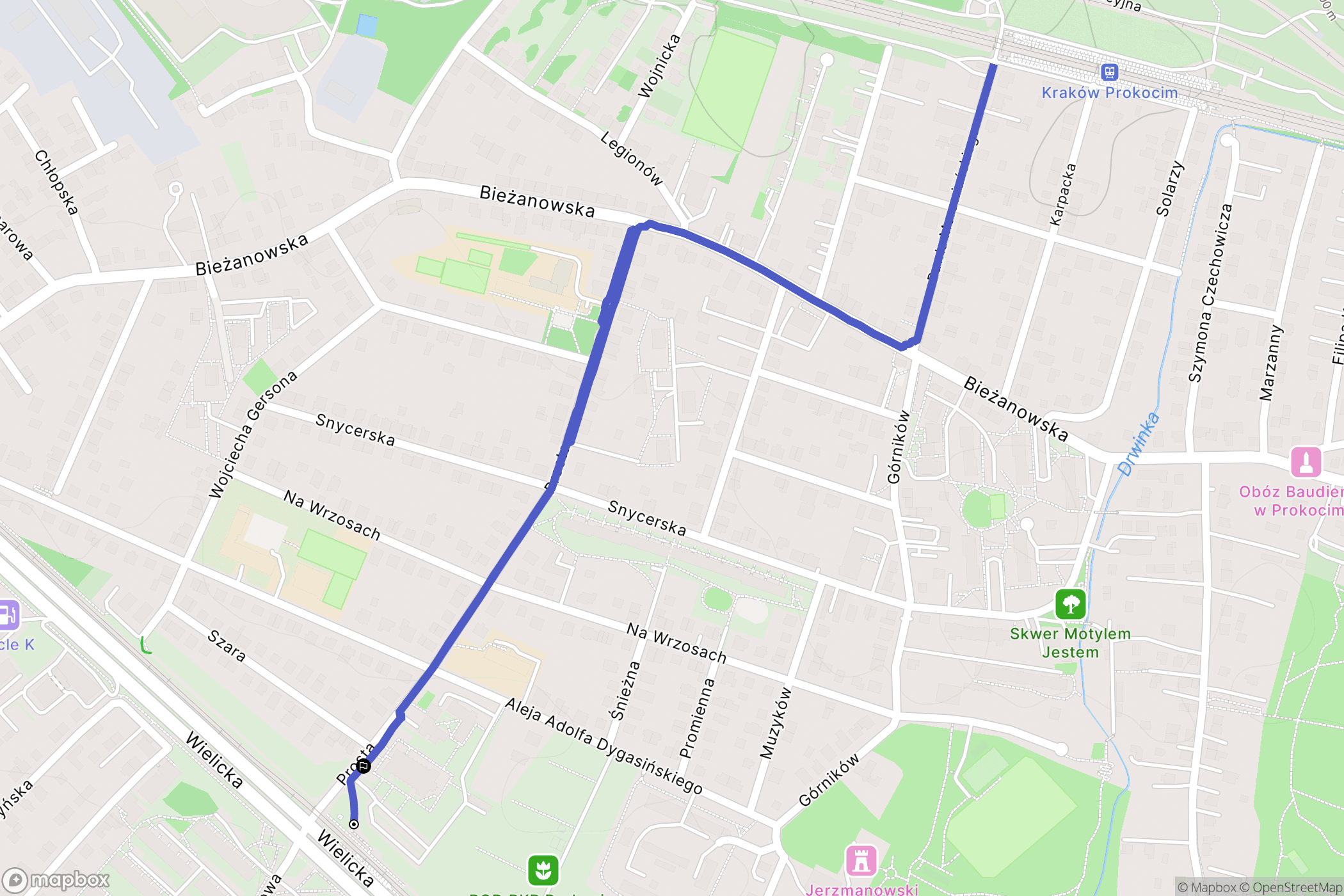 Kraków: mapa trasy - Poland