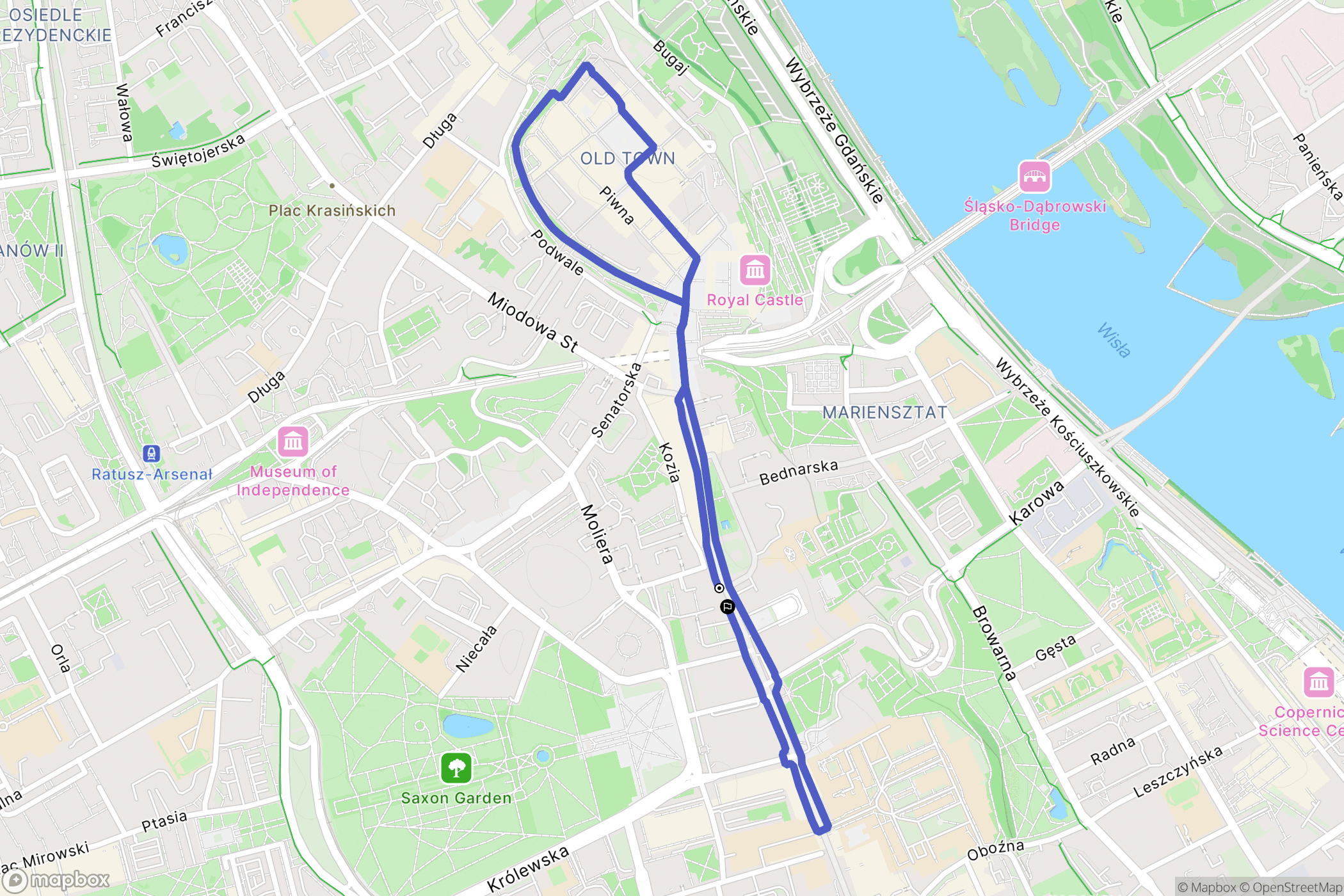 Warszawa: mapa trasy - Poland