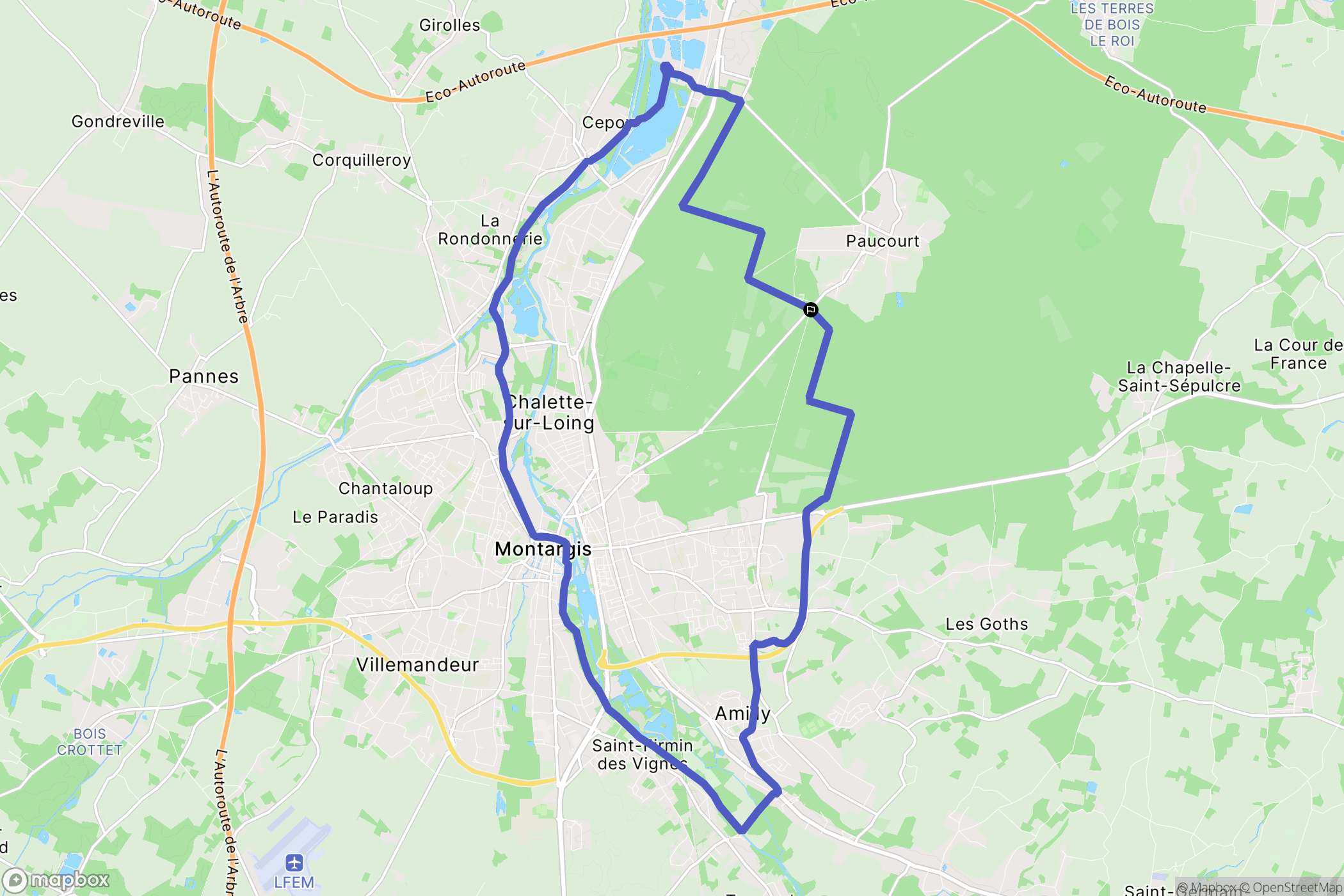 Paucourt : carte du parcours de randonnée - France