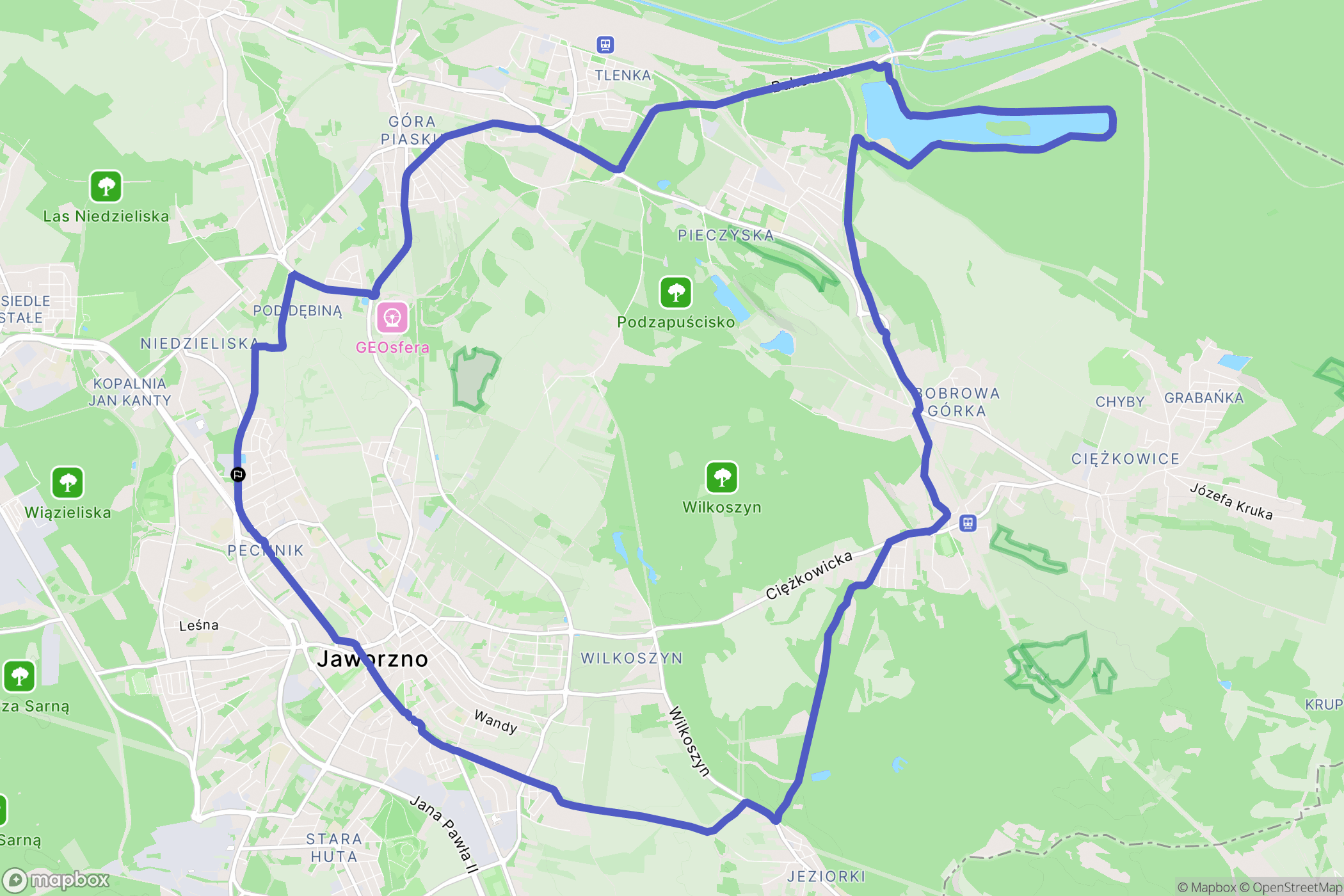 Jaworzno: mapa trasy - Poland