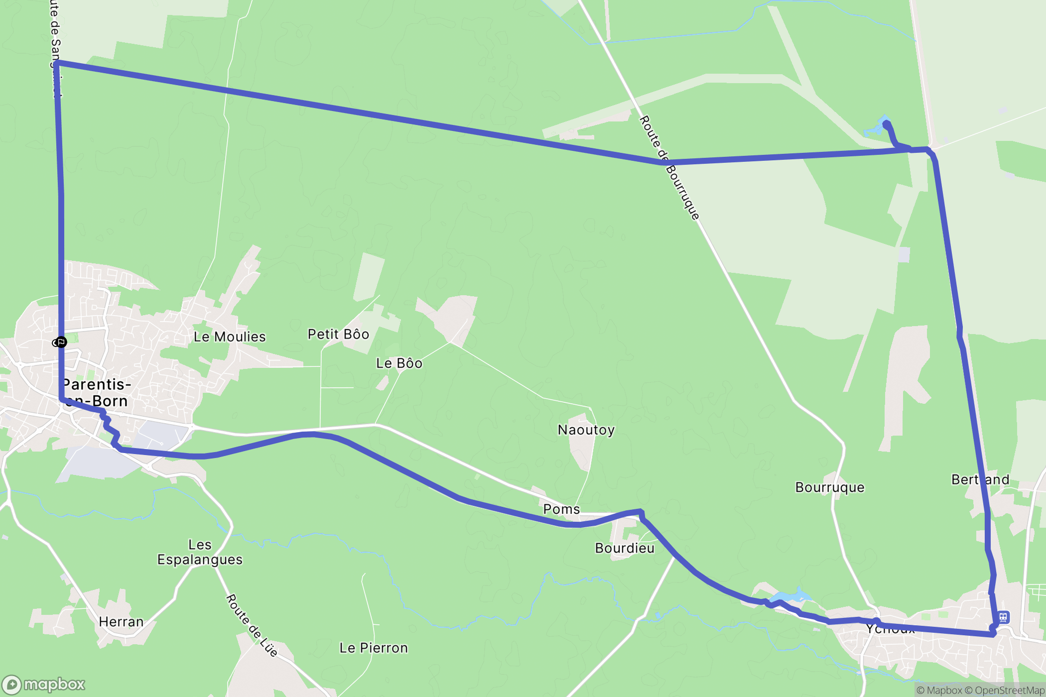 Parentis-en-Born : carte du parcours de randonnée - France