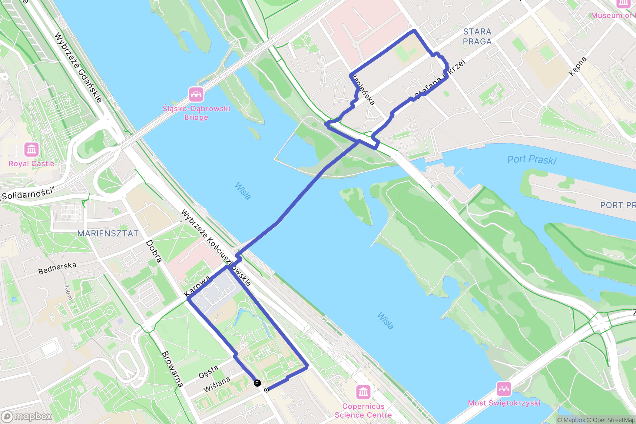 Warszawa: mapa trasy - Poland