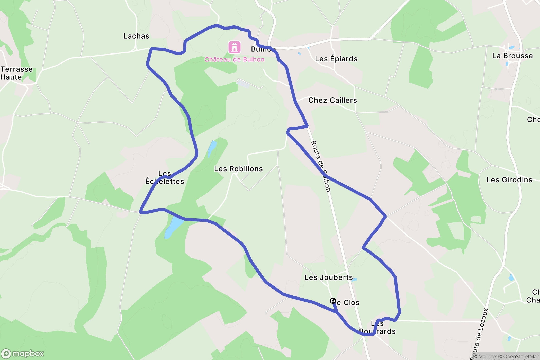 Bulhon : carte du parcours de randonnée - France